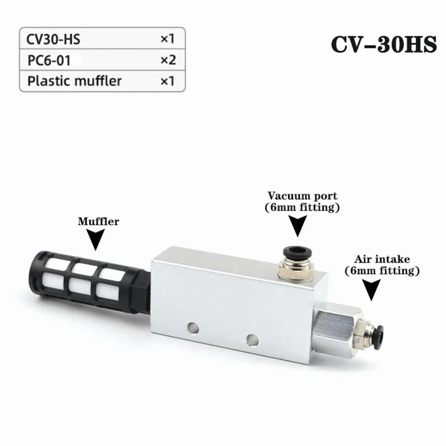 CV generador de vacío presión neumática CV-10HS 15 20 25 30 válvula de Control negativo integrada 1 Uds(CV-30 w 6 Fitting)
