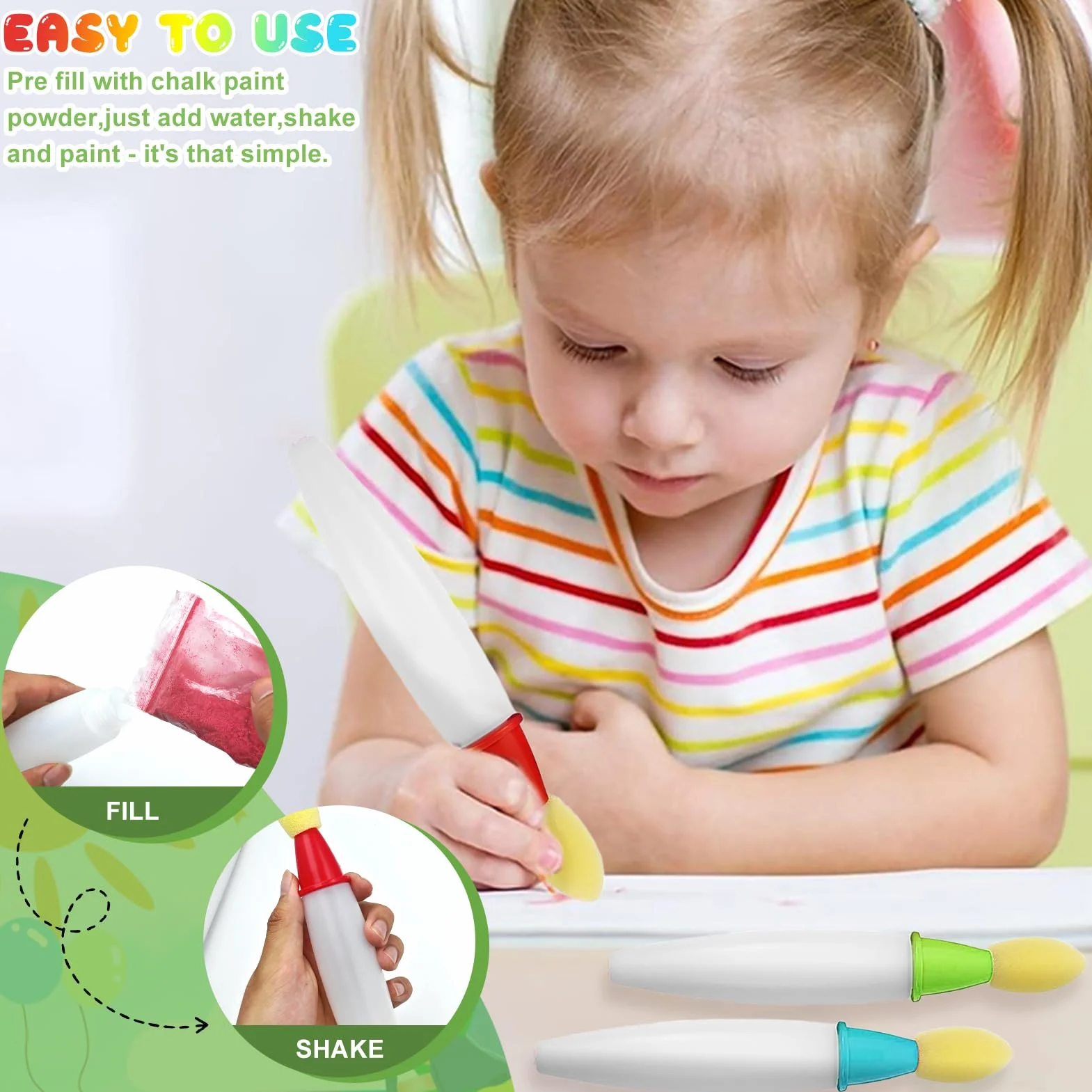 Juego de acuarela para niños de 3 años, pincel de tiza para arte y bricolaje