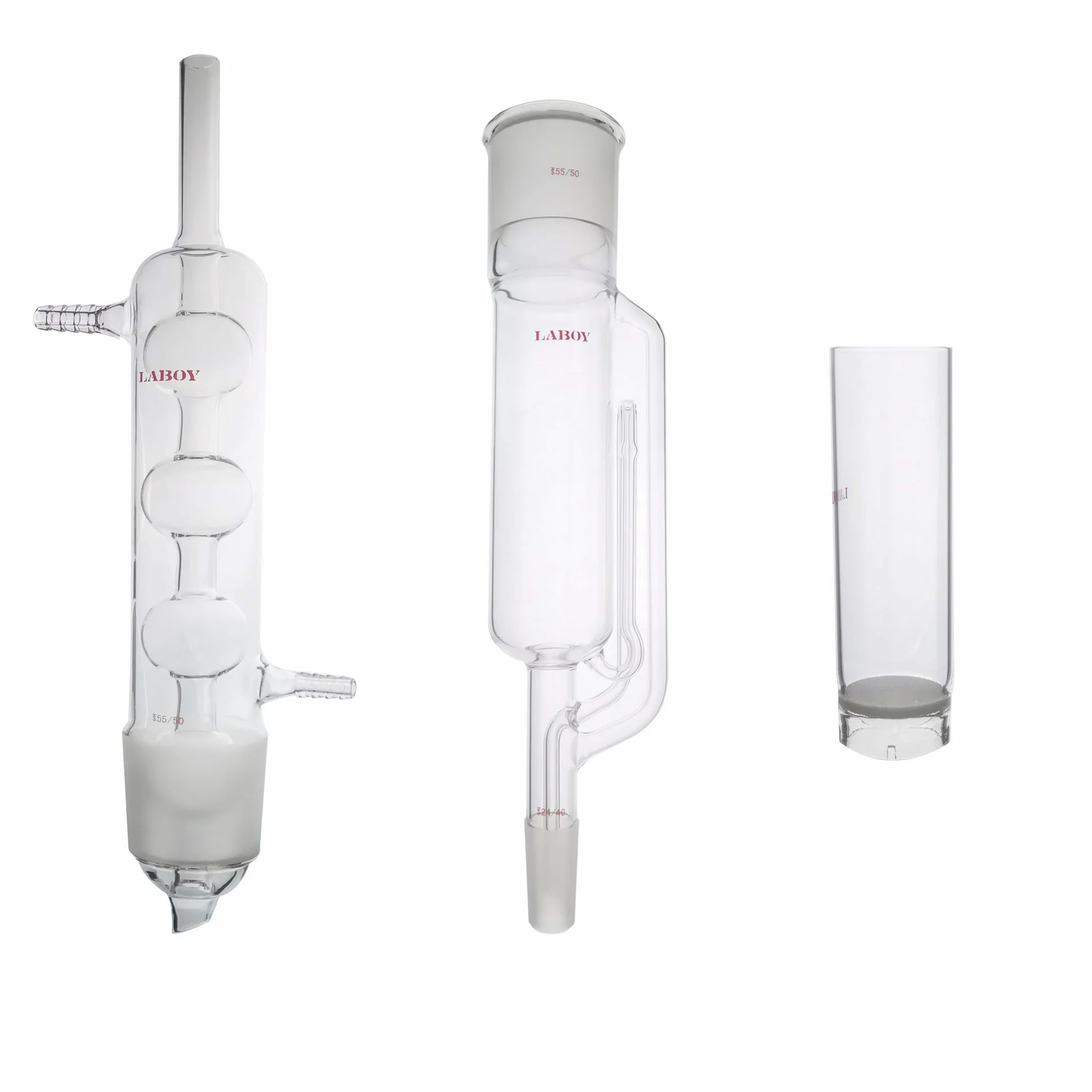 Laboy - Juego de accesorios de extracción de esoxhlet de vidrio con tubo de extracción de soxhlet, condensador Allihn y dedal de extracción