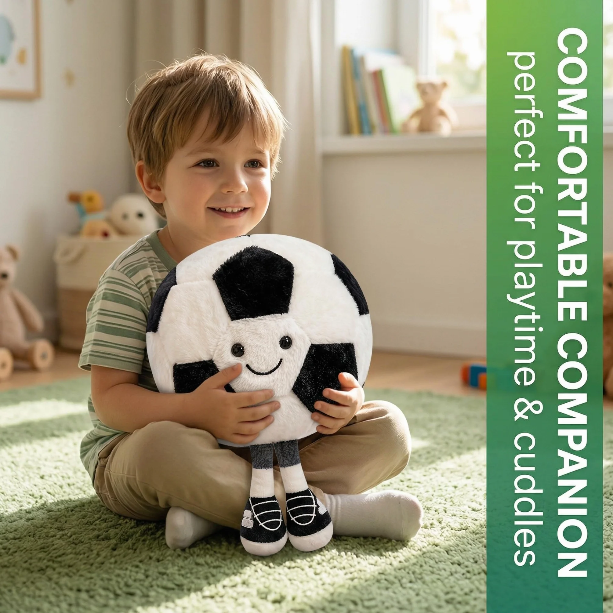 Cojín de Peluche Balón de Fútbol 25cm, Suave Sonrisa Extremidades, Souvenirs España Fútbol
