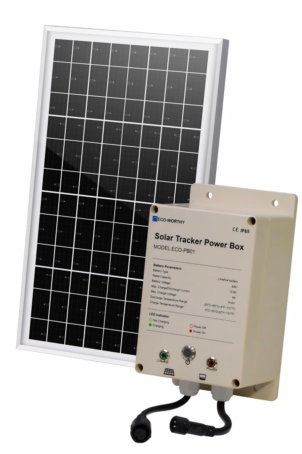 ECO-WORTHY Caja de energía para sistema solar IP65 resistente al agua: panel solar monocristalino de 10 W + batería LiFePO4 de 6 Ah 12 V con 3000 ciclos y protección BMS Plug and Play para jardín y