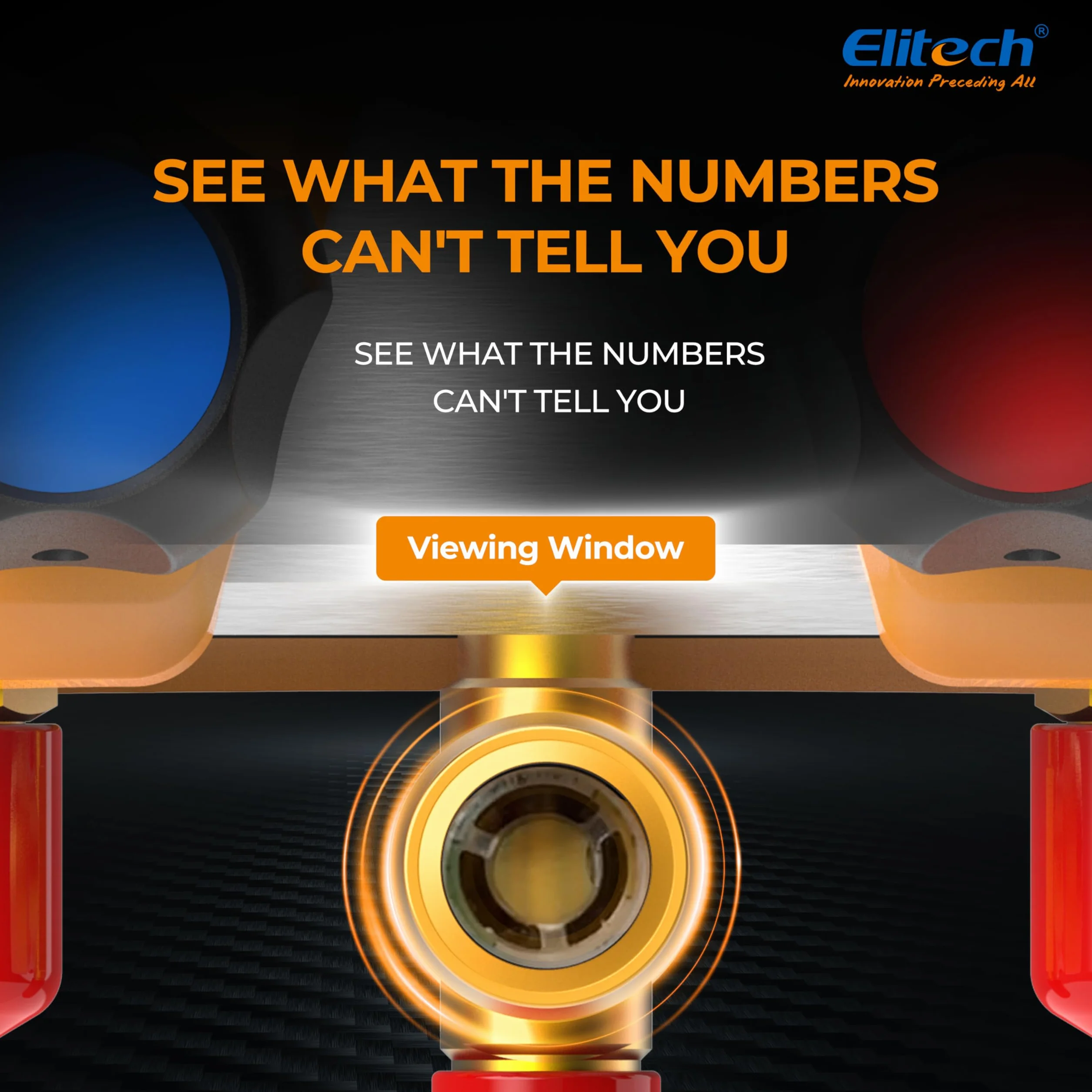 Elitech Manifold - Medidor de refrigerante 600 psi/41 bar ± 1% de precisión, 88 tipos de refrigerantes y medición de presión/temperatura, protección IP54 para sistemas de aire acondicionado