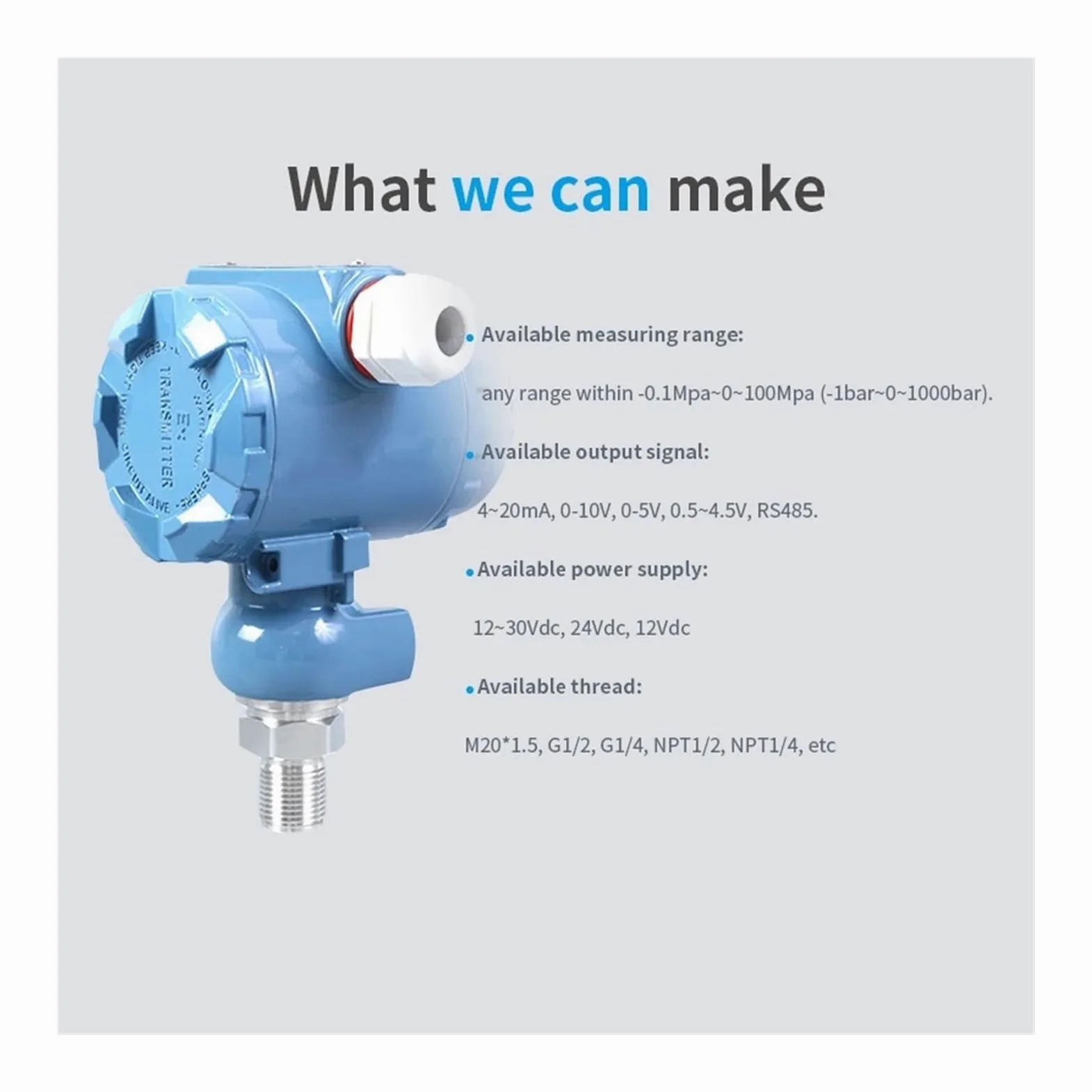 MUHM Sensor de presión estática Absoluta, transductor de presión neumática, transmisor de presión de Aceite hidráulico, 0-60Mpa, 0-10 Bar, 0-10V (Size : 0-40Mpa)