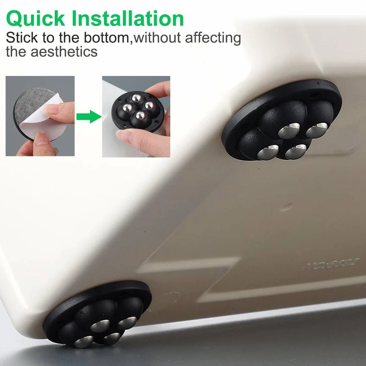 Uni-Fine 8 Piezas Ruedas Adhesivas Giratorias 360° con 4 Bolas de Acero para Muebles Pequeños