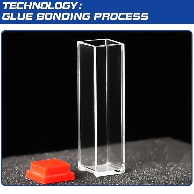 Celda de cubeta de vidrio de 3,5 ml con tecnología de sinterización de frita: longitud de paso de 10 mm, vidrio óptico, resistencia a altas temperaturas(Glue bonding)