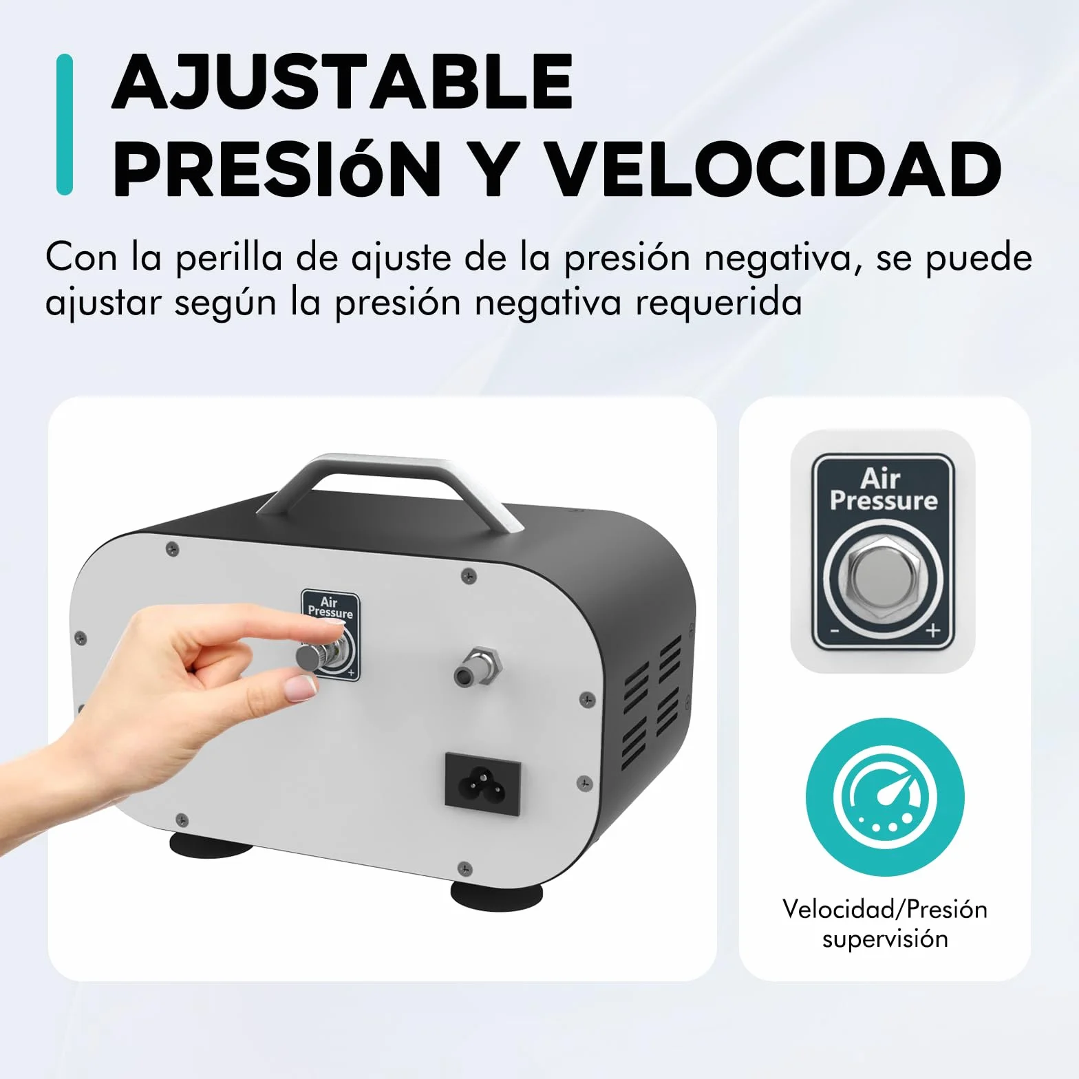 LAB FISH VP-20PRO Bomba de Vacío Sin Aceite 20L/min, Ajustable Presión/Caudal, 0.08MPa, para Laboratorio, Industria, Investigación