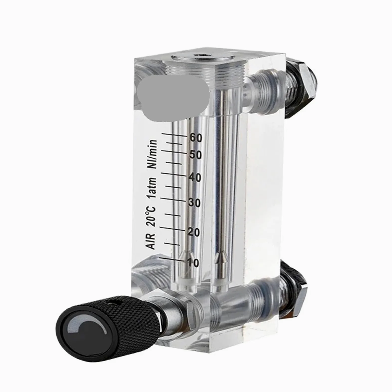 Rotámetro de caudalímetro para gas, líquido y aire con válvula de control, conexión hembra BSPT de 1/4 pulgadas, adecuado para instalación en panel