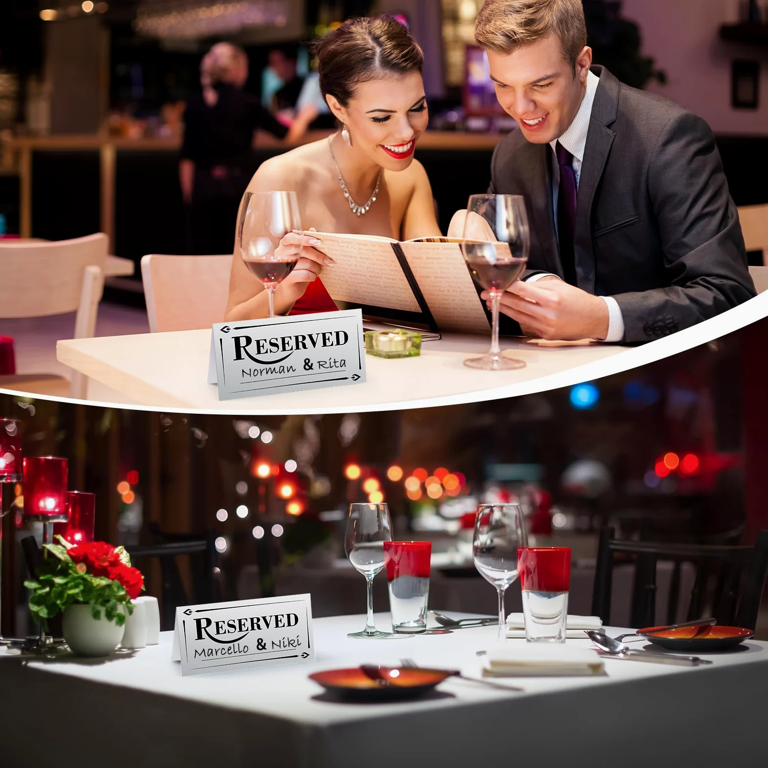 Resurhang 300 letreros de papel para mesa reservada con línea de nombre reservada, letreros de doble cara para reservar asientos, restaurantes, bodas, recepciones, iglesias, reuniones de negocios