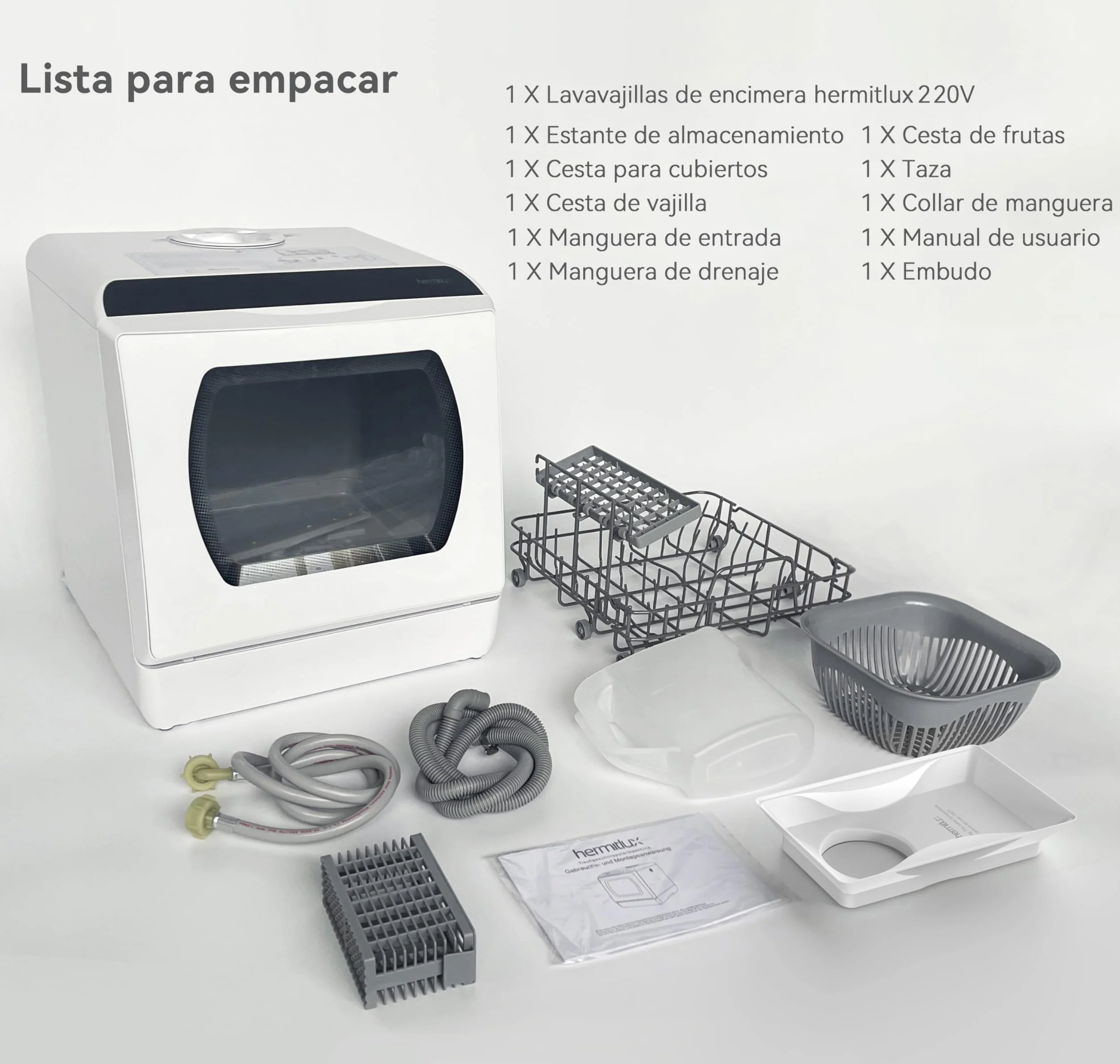 Hermitlux Lavavajillas Compacto 43 cm 4 Juegos 175 kWh/año Blanco