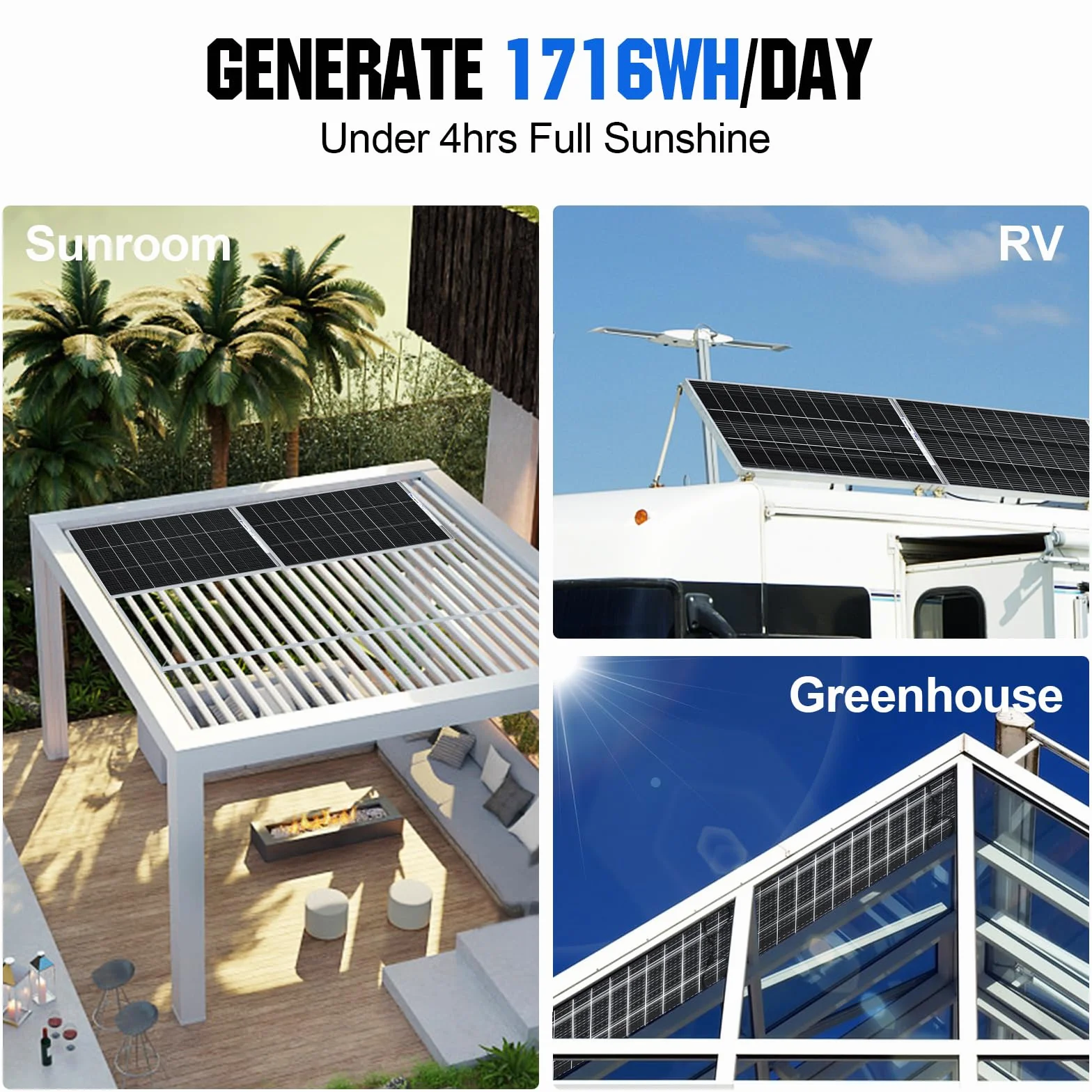 ECO-WORTHY Panel solar monocristalino de 390 W, Bifacial placa solar 12 V, 2 paneles solares de 195 W, ideal para cargar baterías de 12 V, para caravanas, jardines, barcos y techo de la casa