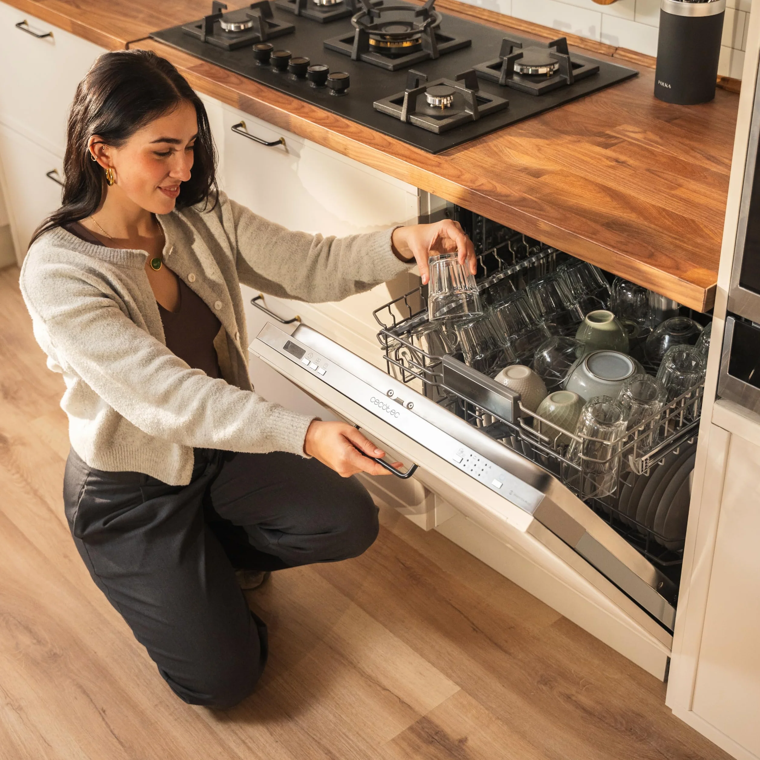 Cecotec Lavavajillas Integrable 60cm Bolero Aguazero 6500 Full-BI 15 Cubiertos Tercera Bandeja Bajo Consumo 6 Programas Dual Zone Wash O2 Dry Motor Inverter Plus
