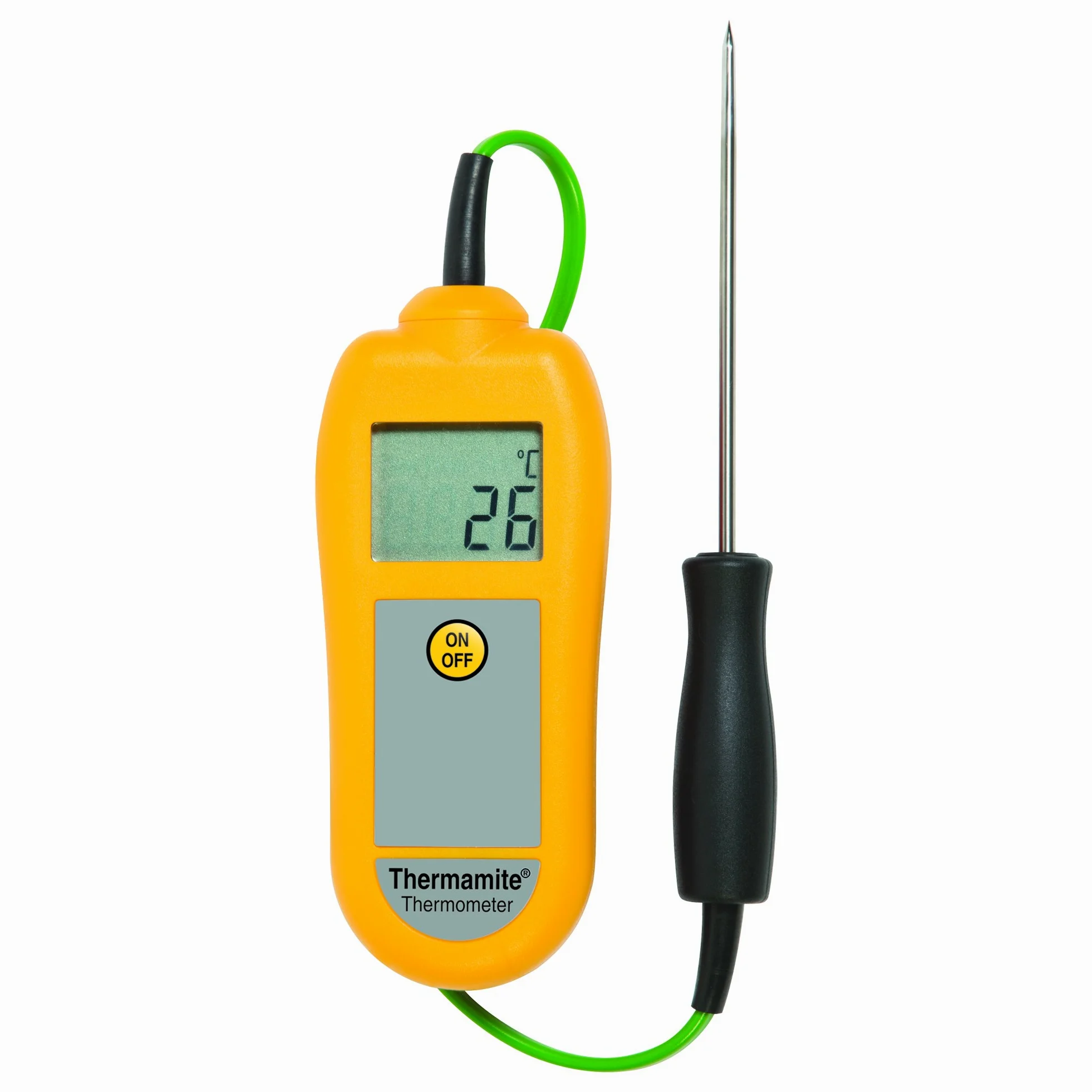 ETI 261-020 - Termómetro digital con sonda de alimentación, color amarillo