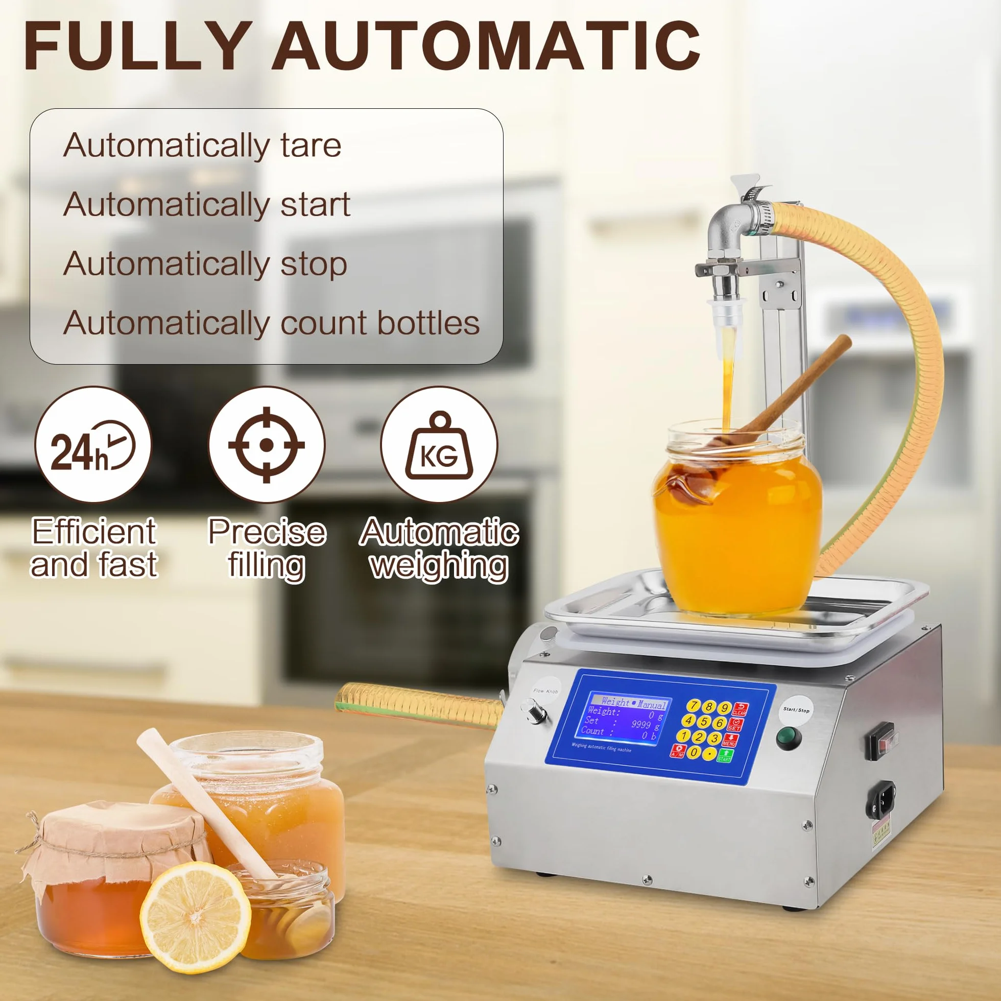 Máquina de Llenado Automático para Líquidos Viscosos - Miel, Pegamento, Aceite, Tahini (20ml-10L) | Llenado Preciso | Para Botellas y Envases