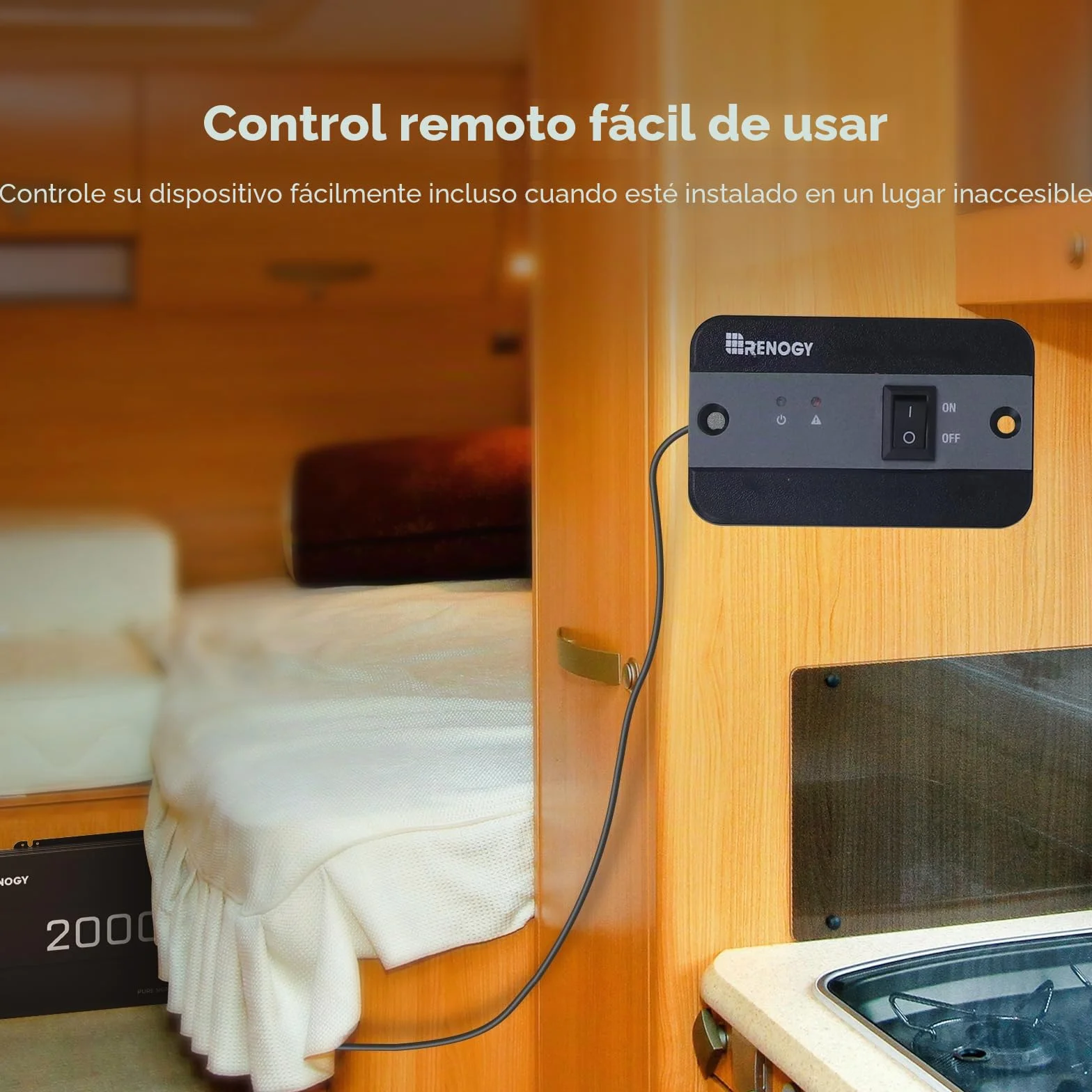 Renogy Inversor 12V 220V Onda Pura 2000W/4000W Convertidor DC AC con Mando a Distancia 2 Tomas UE
