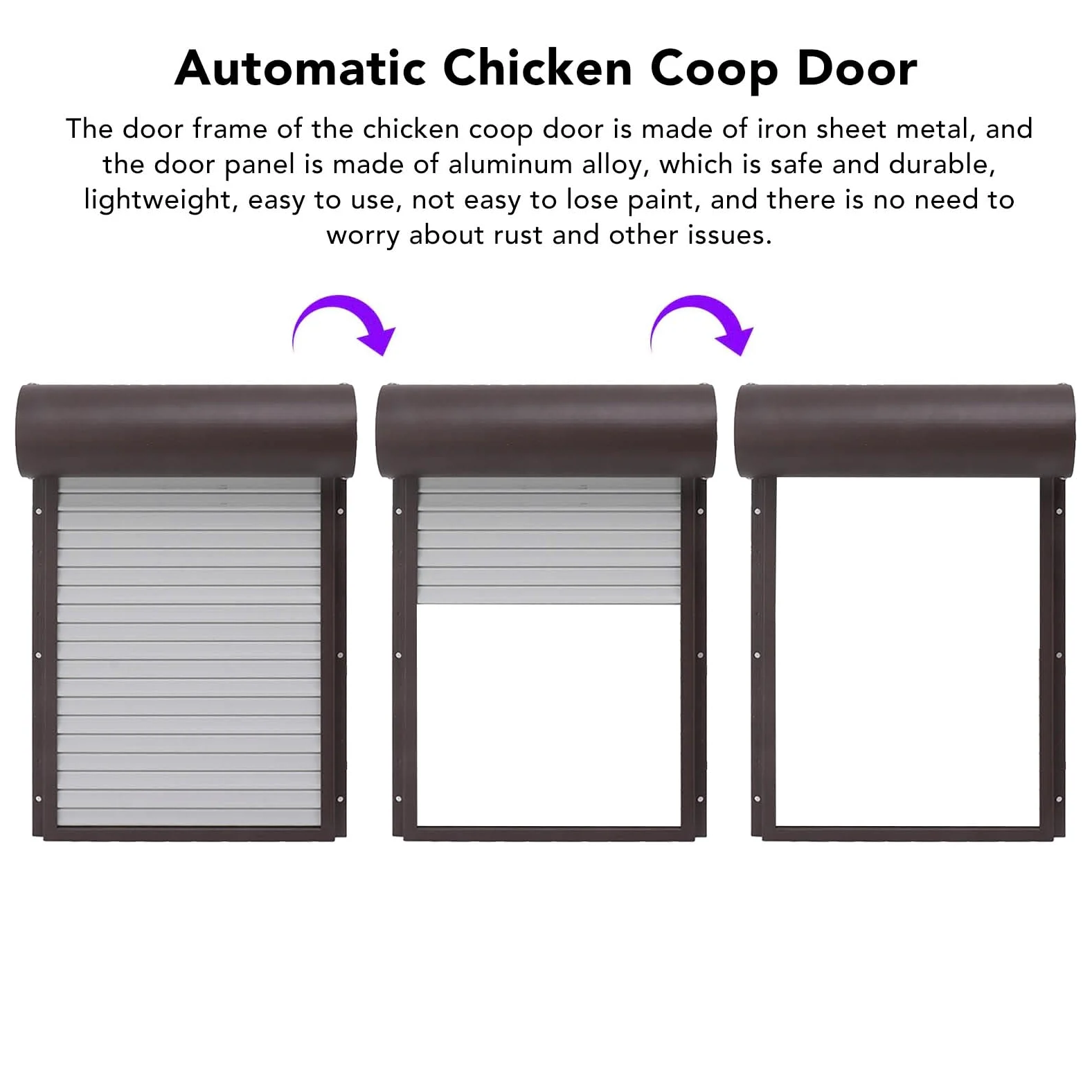 Puerta AUTOMÁTICA para GALLINERO con ENERGÍA Solar, Segura, Duradera, FÁCIL DE Usar, CÁMARA, DETECCIÓN REMOTA, Ideal para Aves DE Corral (Marrón)