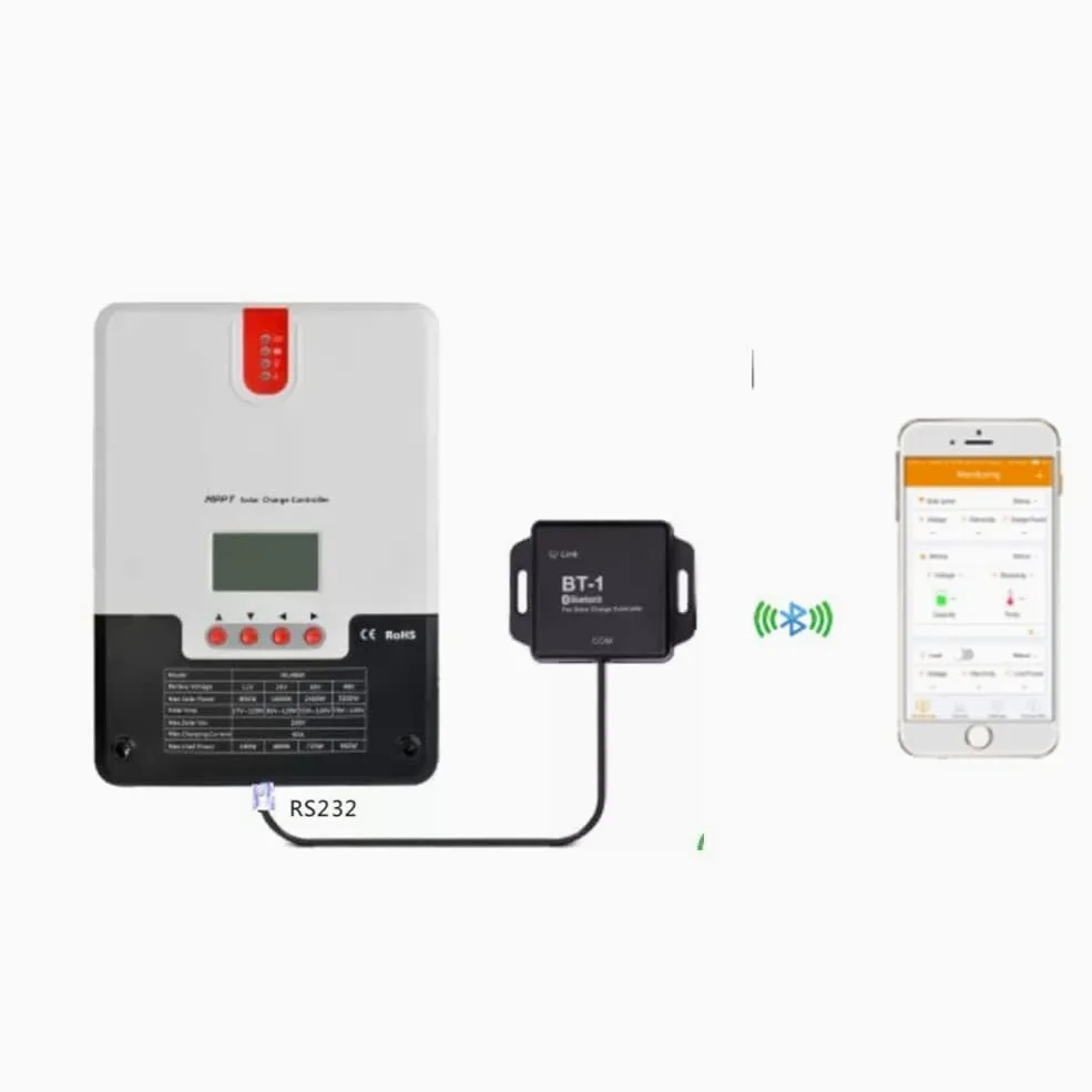 Controlador BT-1 con función de comunicación RS232 Controlador solar Aplicación móvil Función de control de monitoreo inalámbrico Adaptador Bluetooth para RJ11 / RJ12