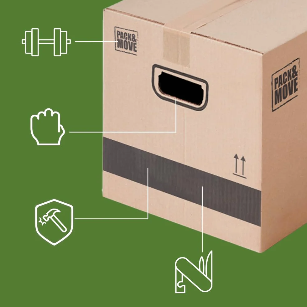 Pack and Move - Lote de 30 cajas de almacenamiento estándar, 60 x 30 x 30 cm, asas reforzadas, 2 adhesivos