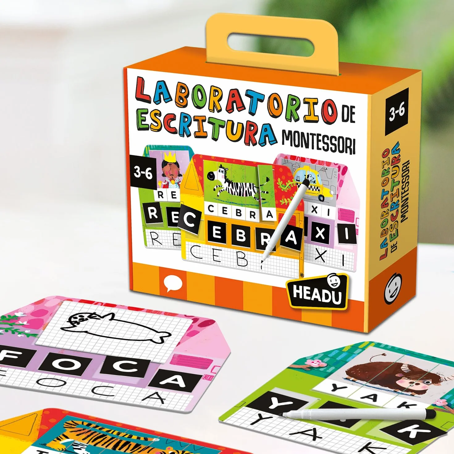Headu Laboratorio de Escritura Montessori Juegos Infantiles para Niños 3 Años Aprende a Leer y Escribir Pictogramas Autismo Español