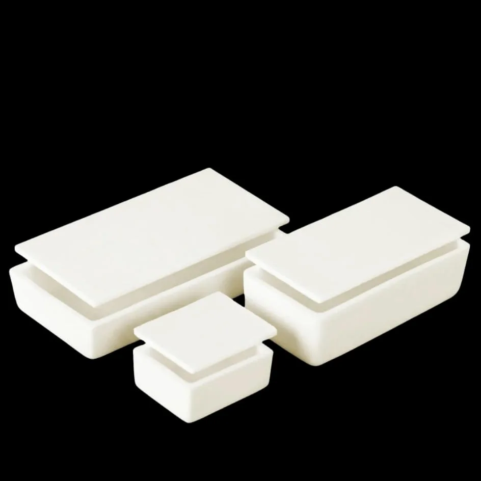 Crisol rectangular de corindón de alúmina 99% de 20ml-190ml con cubierta cóncava -1 ud.(50x40x20-25ml)
