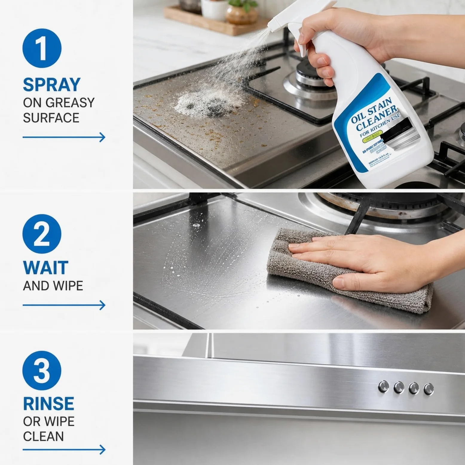 Limpiador Desengrasante Fuerte Multiusos for Horno y Cocina | 500ML Disolución Rápida de Manchas Quemadas Adheridas, Limpieza Fácil for Utensilios de Cocina y Encimeras(3pc)