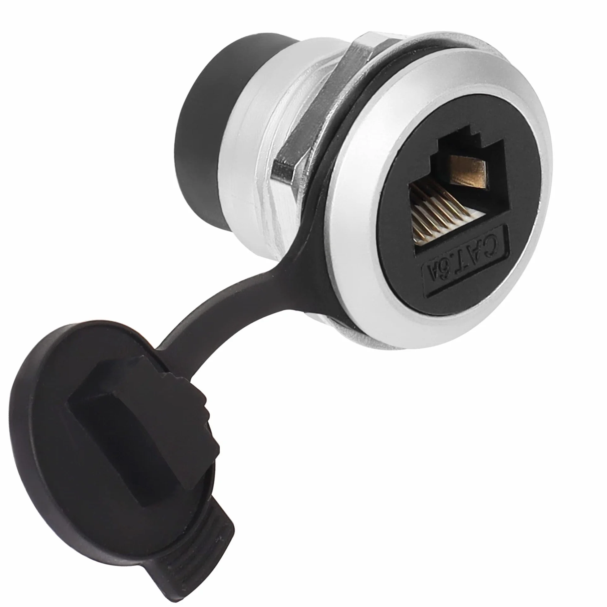 QIANRENON Cat6a RJ45 Adaptador Fijación Fija Roscada Hembra a Hembra Panel Montaje Ethernet Aluminio Impermeable
