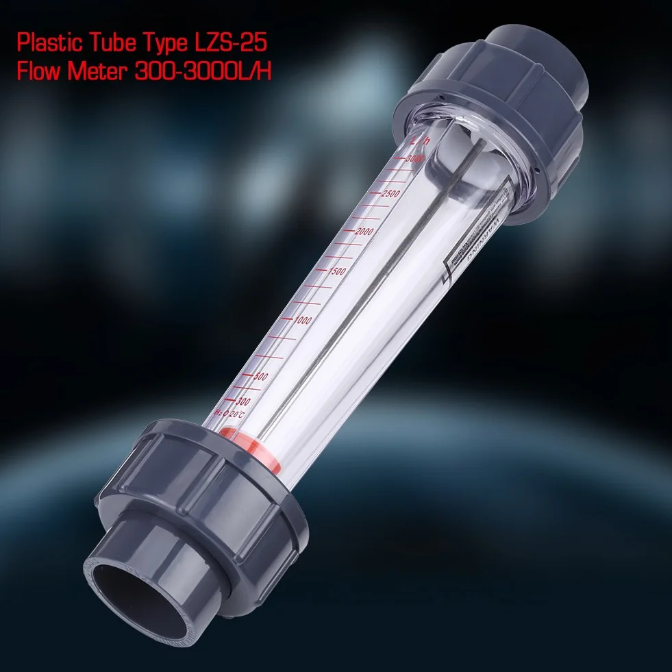 Rotámetro de Agua LZS-25 Tubo de Plástico Caudalímetro 300-3000L/H