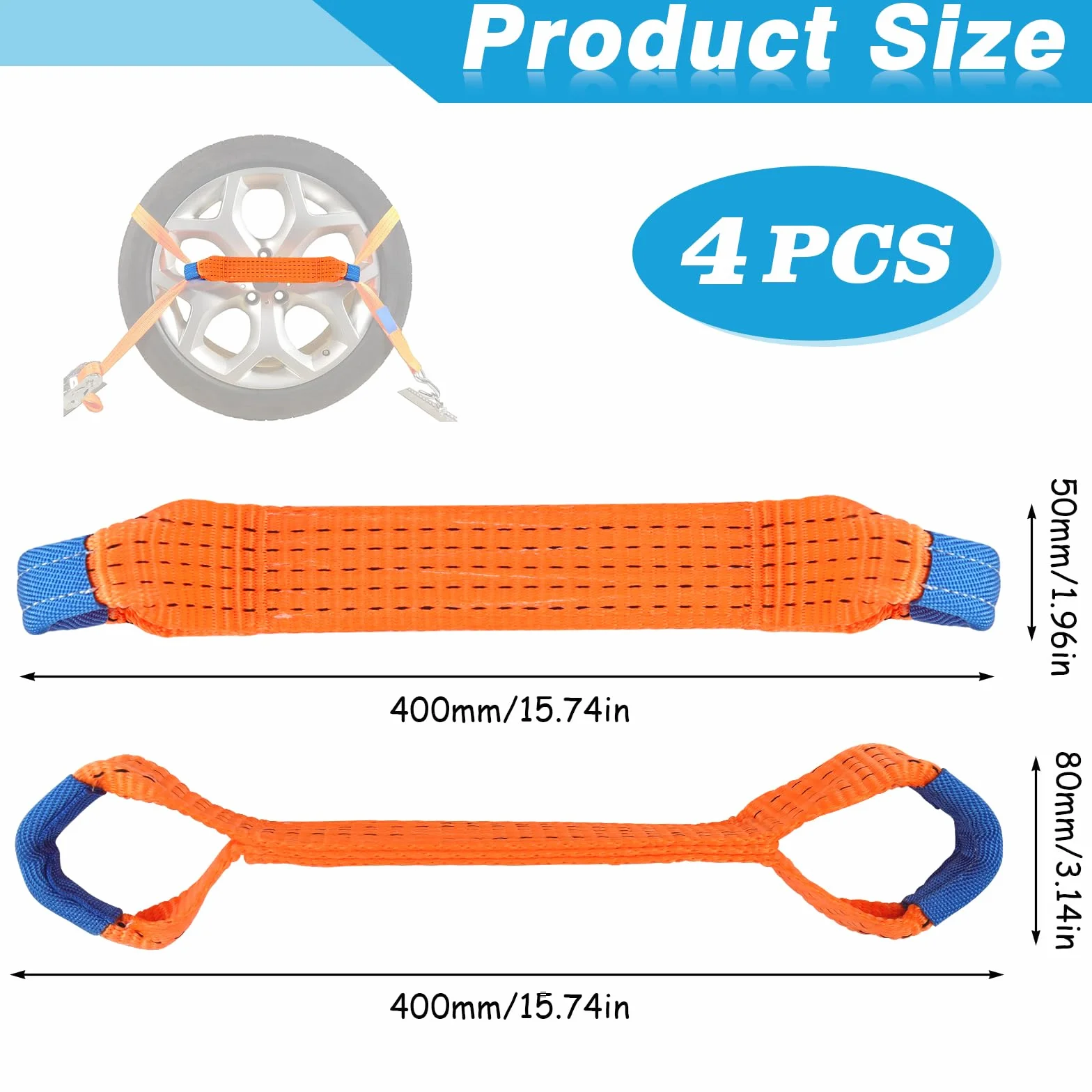 Correas Tensoras para Transporte de Coche 50 mm Cortas Remolque