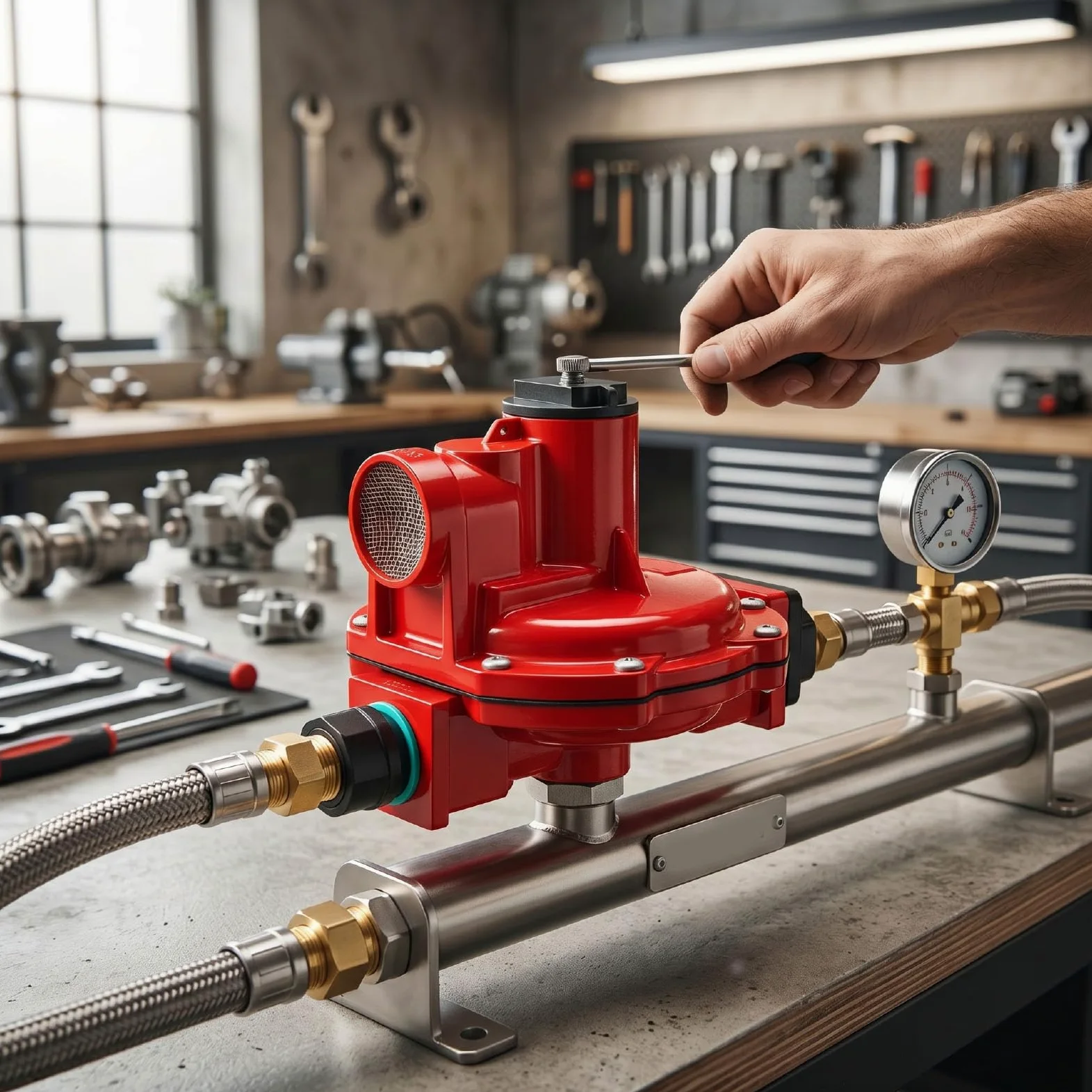 Regulador de Presión de Gas Ajustable, Válvula Reguladora de Gas Natural de 4-6 PSI, Entrada y Salida NPT de 3/4 de Pulgada, Presión Máxima de 250 PSI, Caudal de 30 M³/h