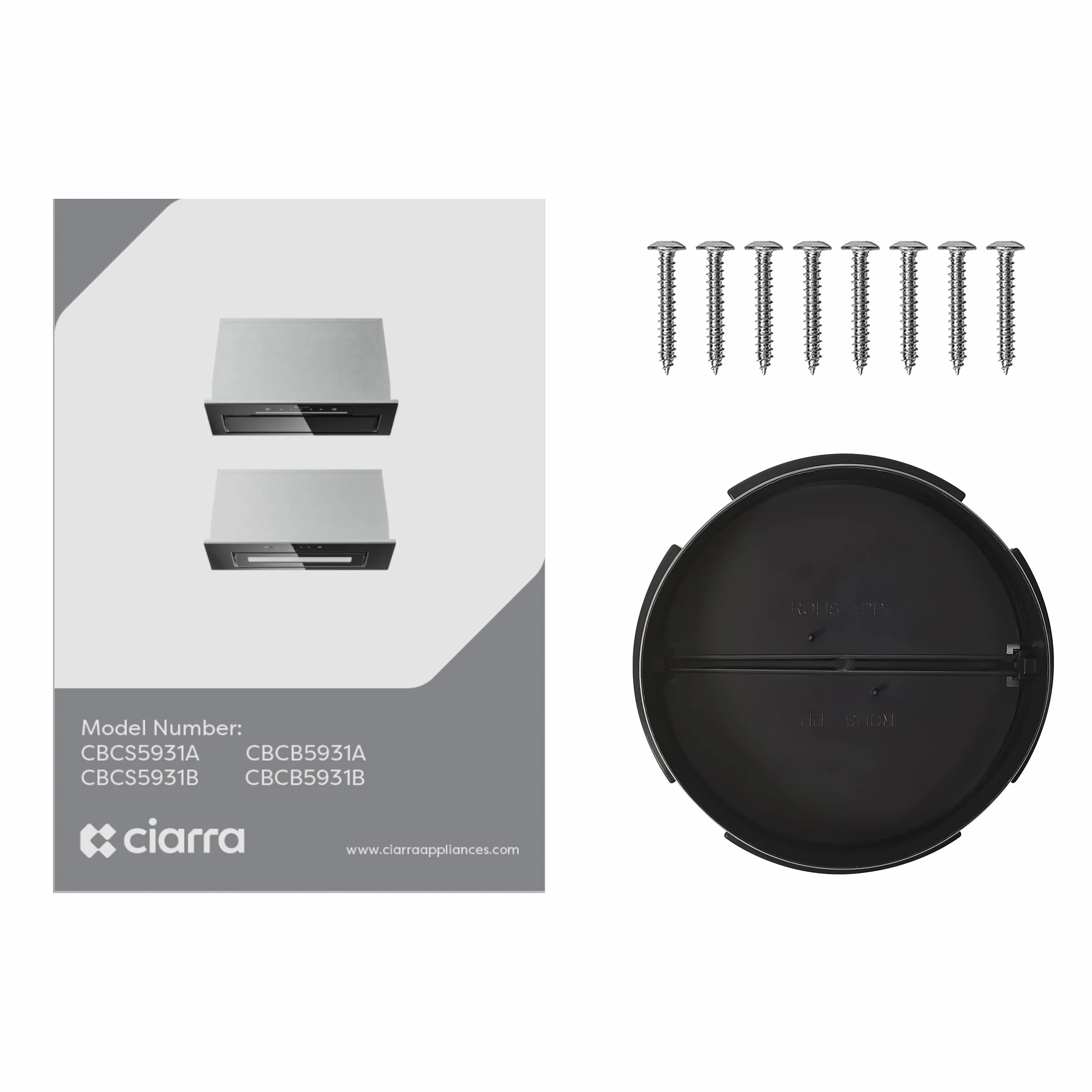 Campana Extractora Encastrable Ciarra CBCB5931B 460 m³/h Clase A 52cm 3 Velocidades Control por Gestos Acero Inoxidable Negro