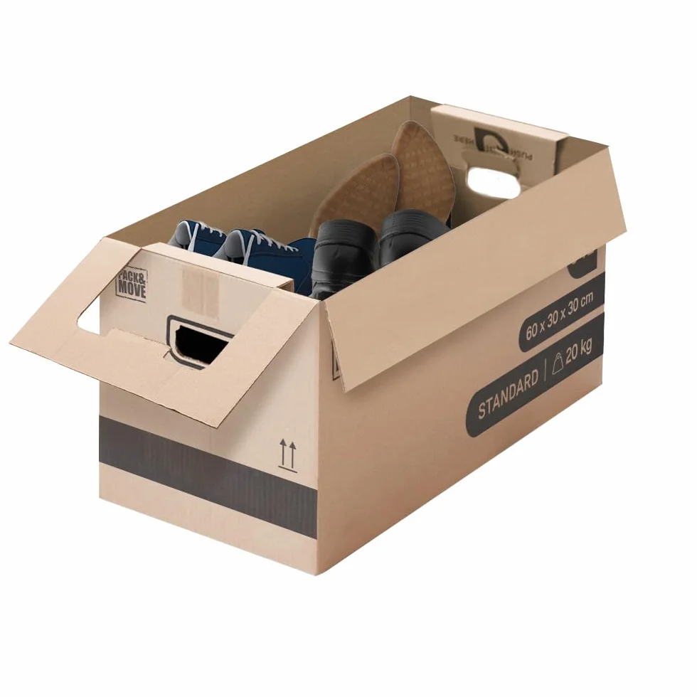 Pack and Move - Lote de 30 cajas de almacenamiento estándar, 60 x 30 x 30 cm, asas reforzadas, 2 adhesivos