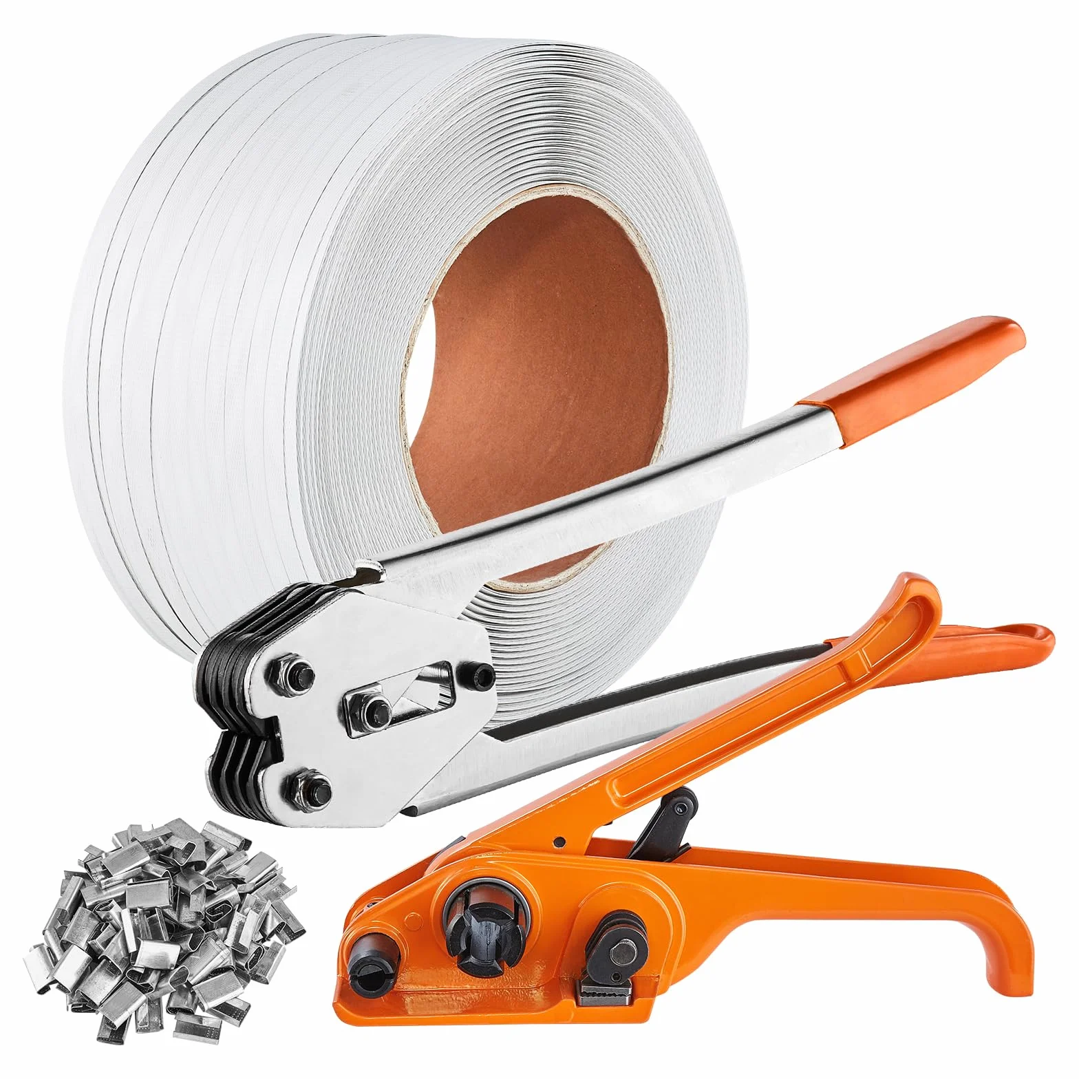 VEVOR Kit de flejado con herramienta tensora y selladora, banda PP 3280 pies, 1000 sellos metal, embalaje paletas