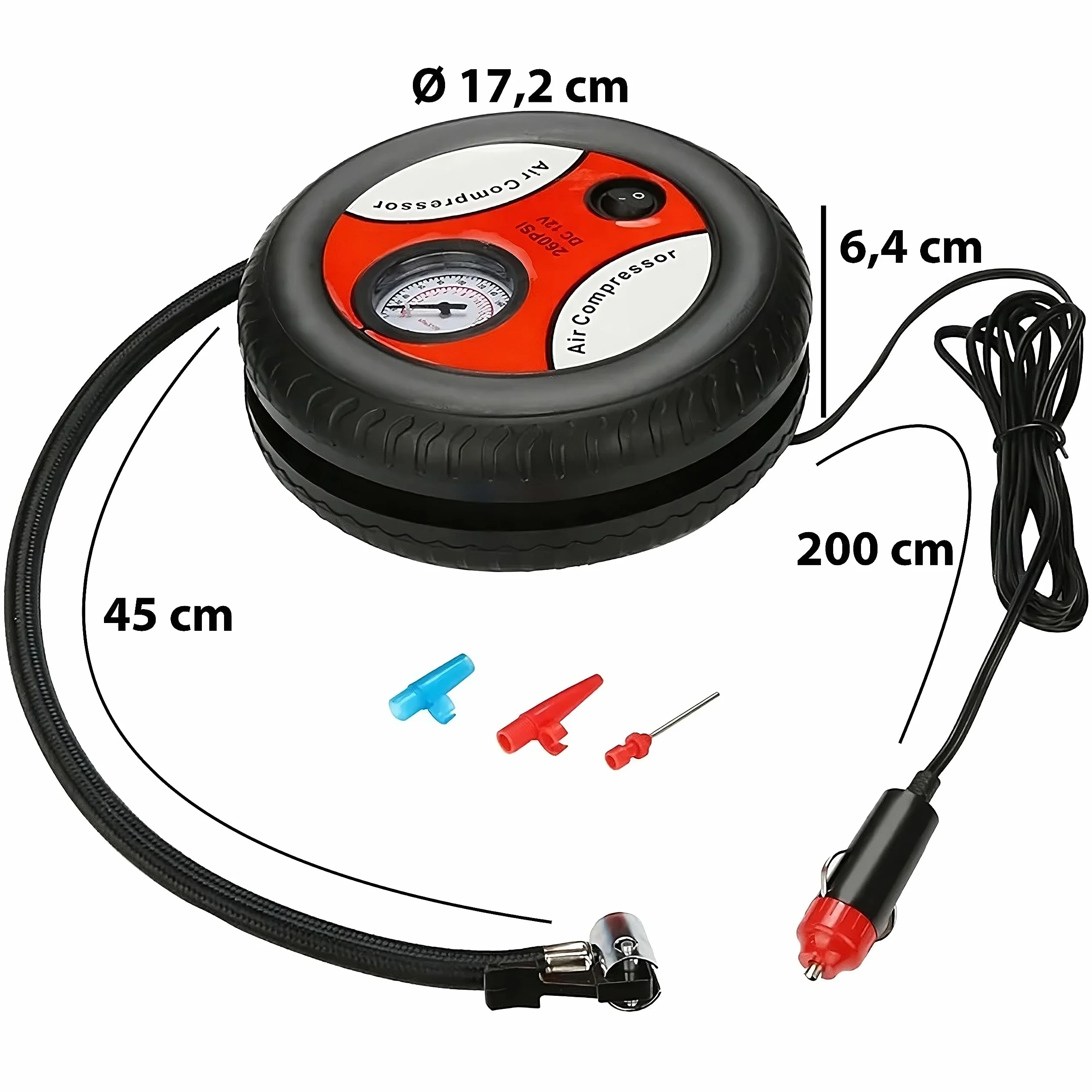 Retoo Compresor de Aire 12V 260PSI 60W Bomba de Neumáticos Portátil para Coche