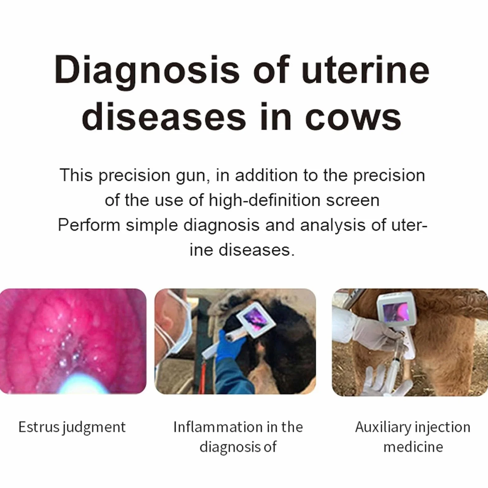 Vaca Dispositivo de Inseminación Artificial Vaca Endoscopio Visual Pistola AI Herramientas Kit de cría Veterinaria para el Ganado de Caballos