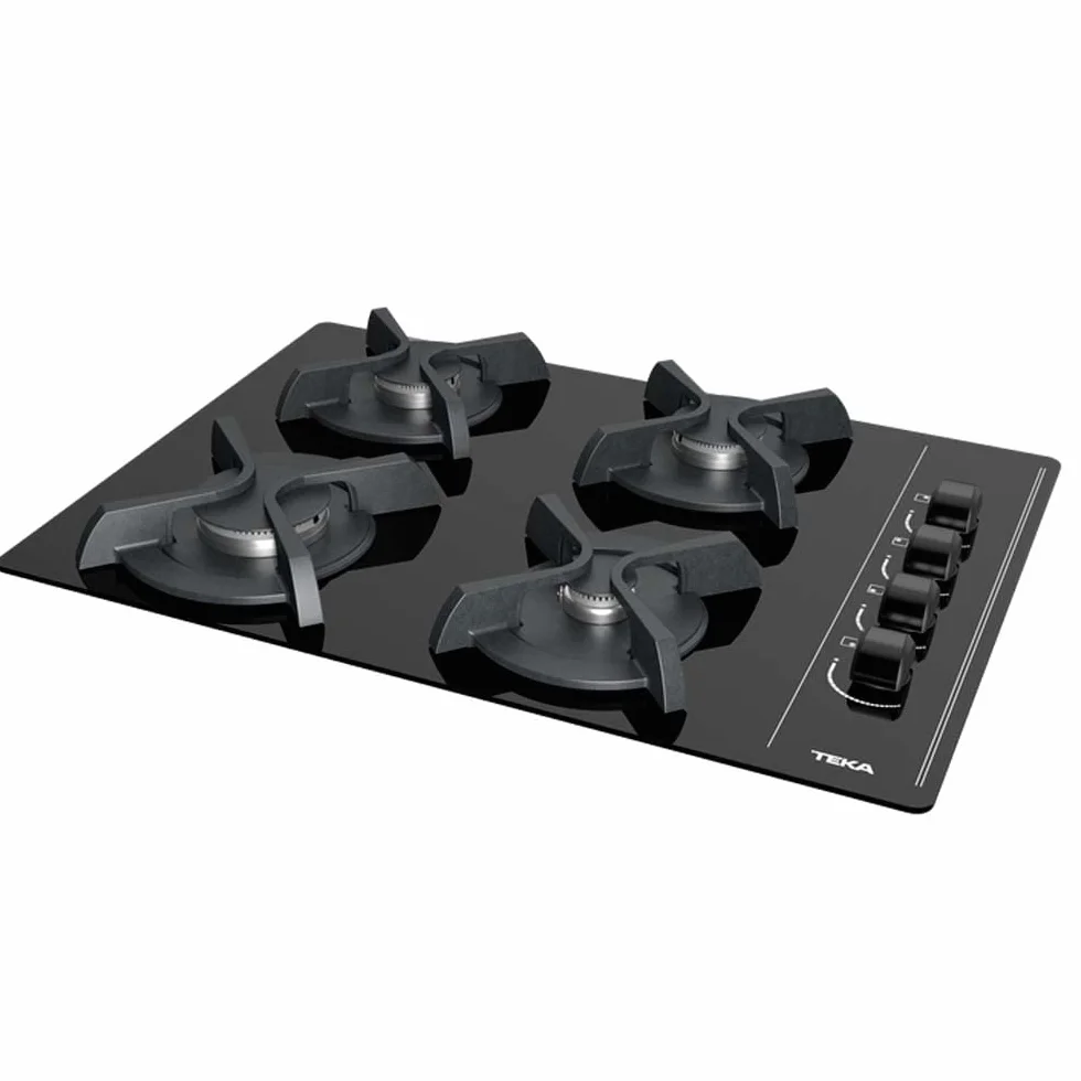 TEKA Placa de Gas Butano 60 cm 4 Quemadores Autoencendido Seguridad Termopar Cristal Templado GBC 64003