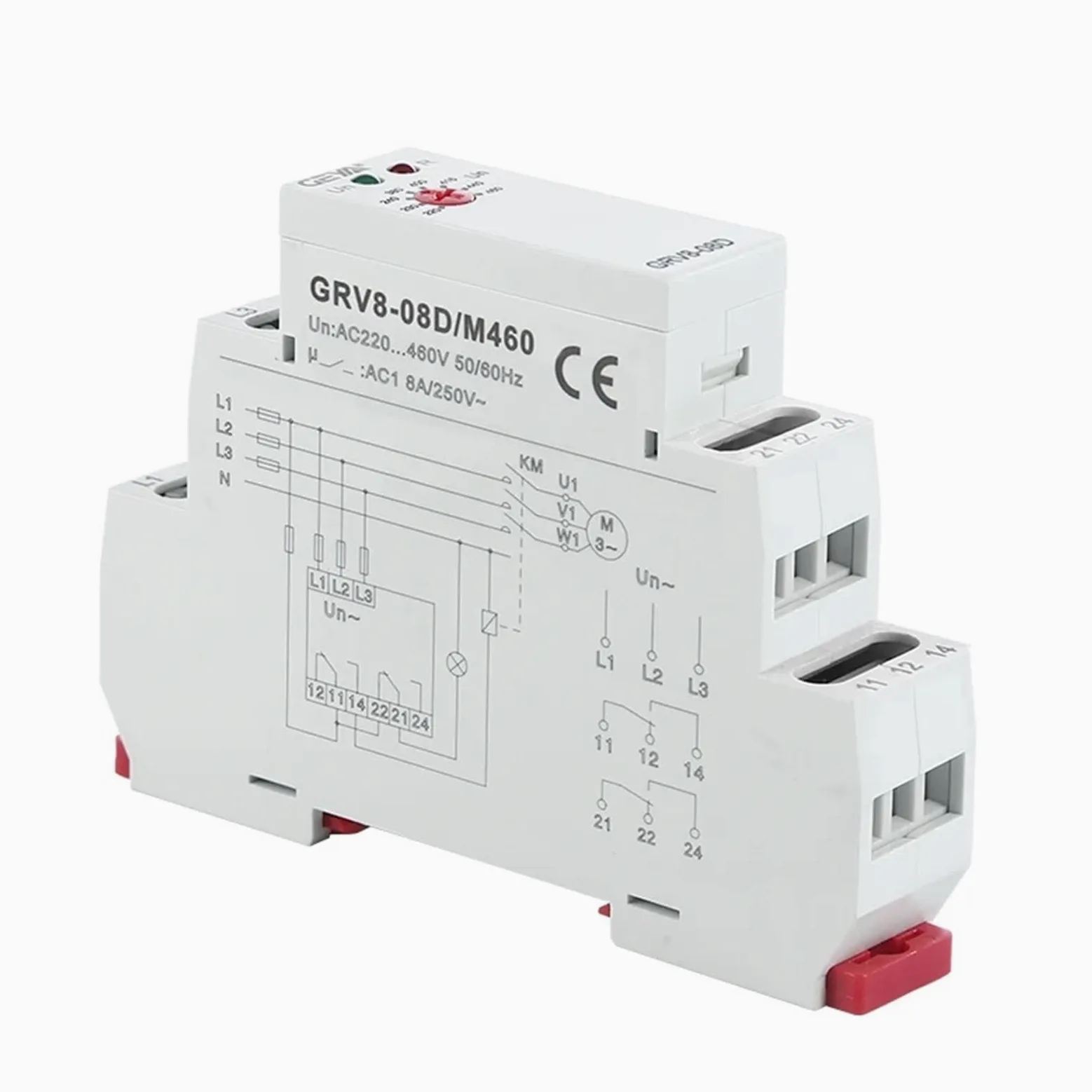 GRV8-08 Relé de sobretensión y subtensión, fallo de fase, secuencia de fase, relé de Control de asimetría, 1 Uds. (Size : GRV8-08D M460)