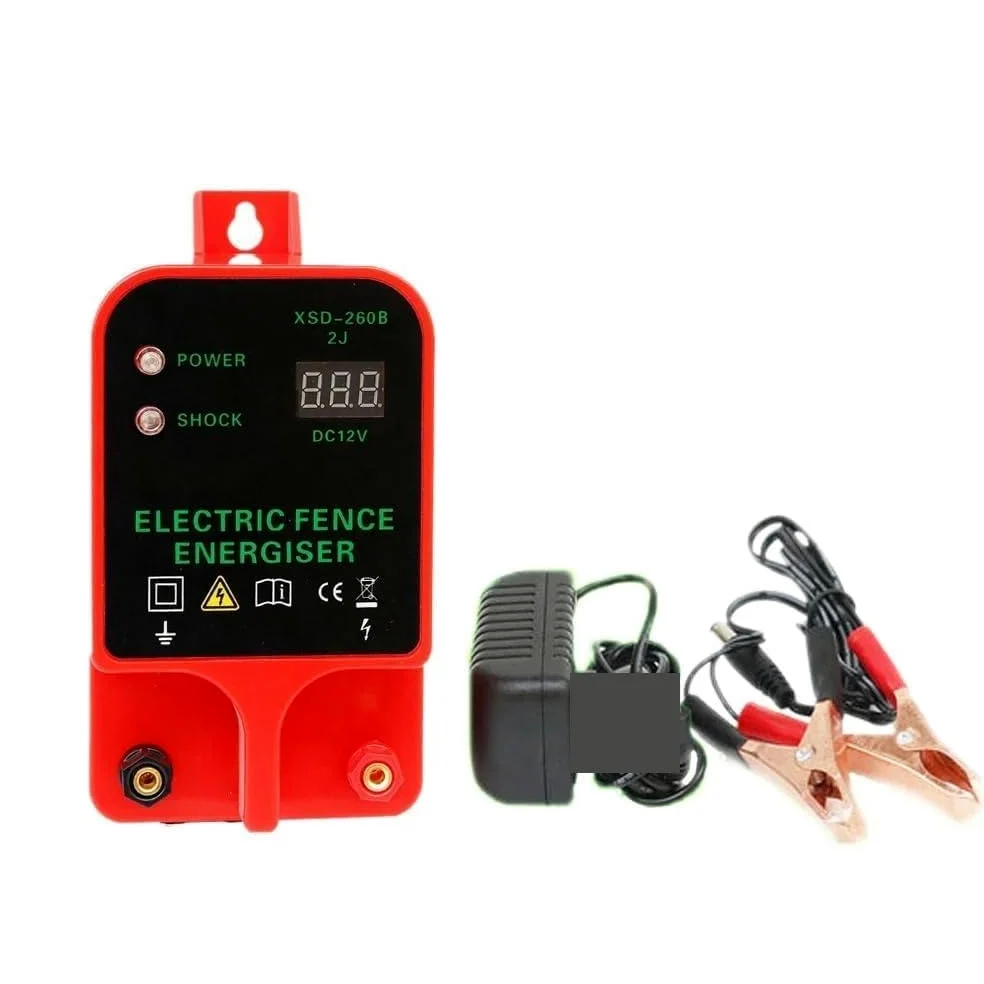 Pastor Electrico, Alarma for animales de granja avícola, pastor, valla, controlador de pulso, cargador LCD, decibelios de alto voltaje, herientas eléctricas, 10 km(Normal Edition)