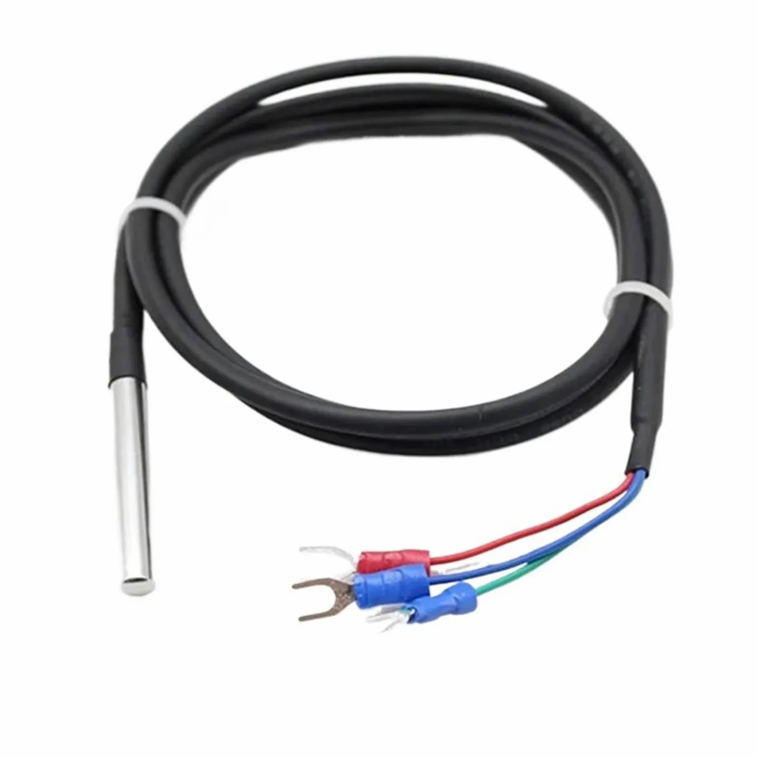 1 sonda PT100/CU50 de acero inoxidable 5 * 50, sensor de temperatura, termopar, resistencia térmica, cable de protección de silicona(PT100 Length 10m)