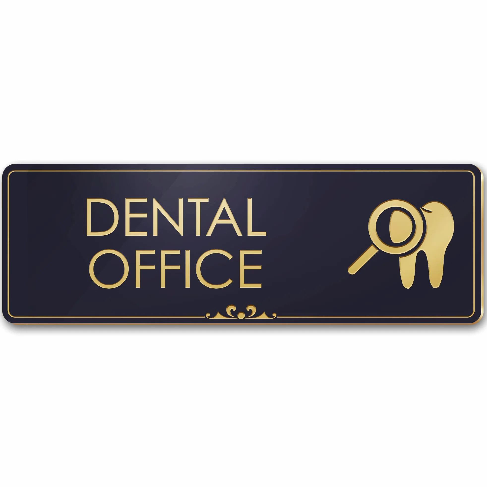 Letrero de oficina para dentistas, accesorios de oficina, negro/dorado, grabado, 3 x 9 pulgadas, resistente a la decoloración, uso en interiores y exteriores, fabricado en Estados Unidos My Sign
