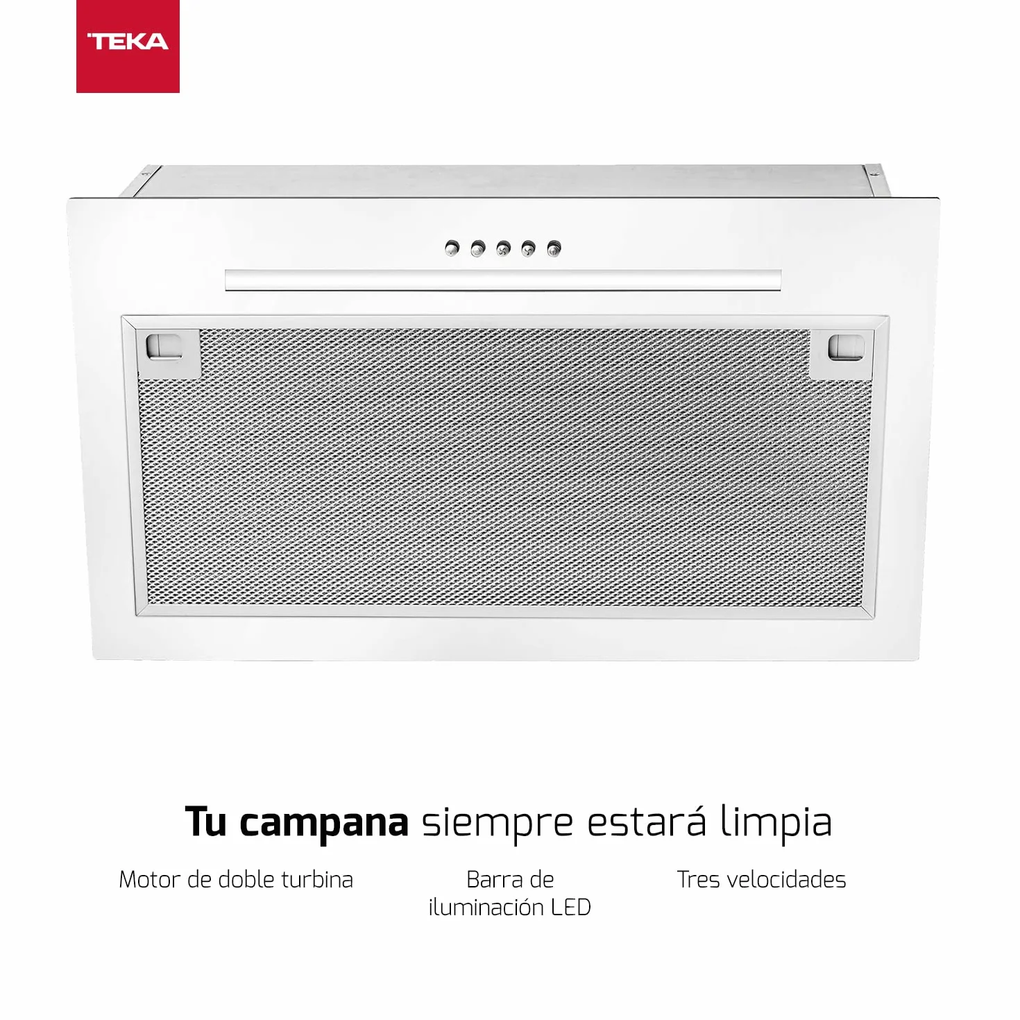 TEKA Campana Extractora Integrada 55 cm Motor Doble 3 Velocidades LED Blanco