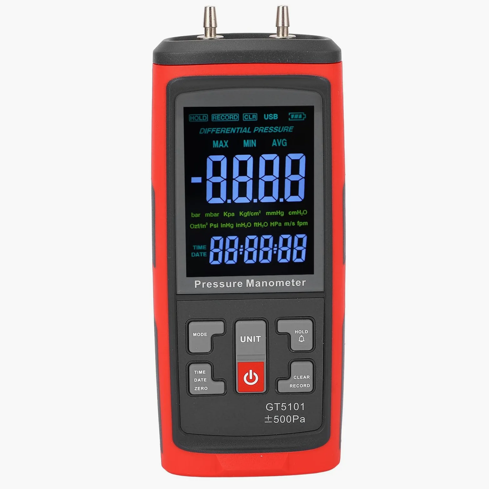 Generic Manómetro Digital Medidor de Presión Diferencial Multifuncional de Alta Resolución para Medición de Gas Pruebas de Laboratorio Material ABS