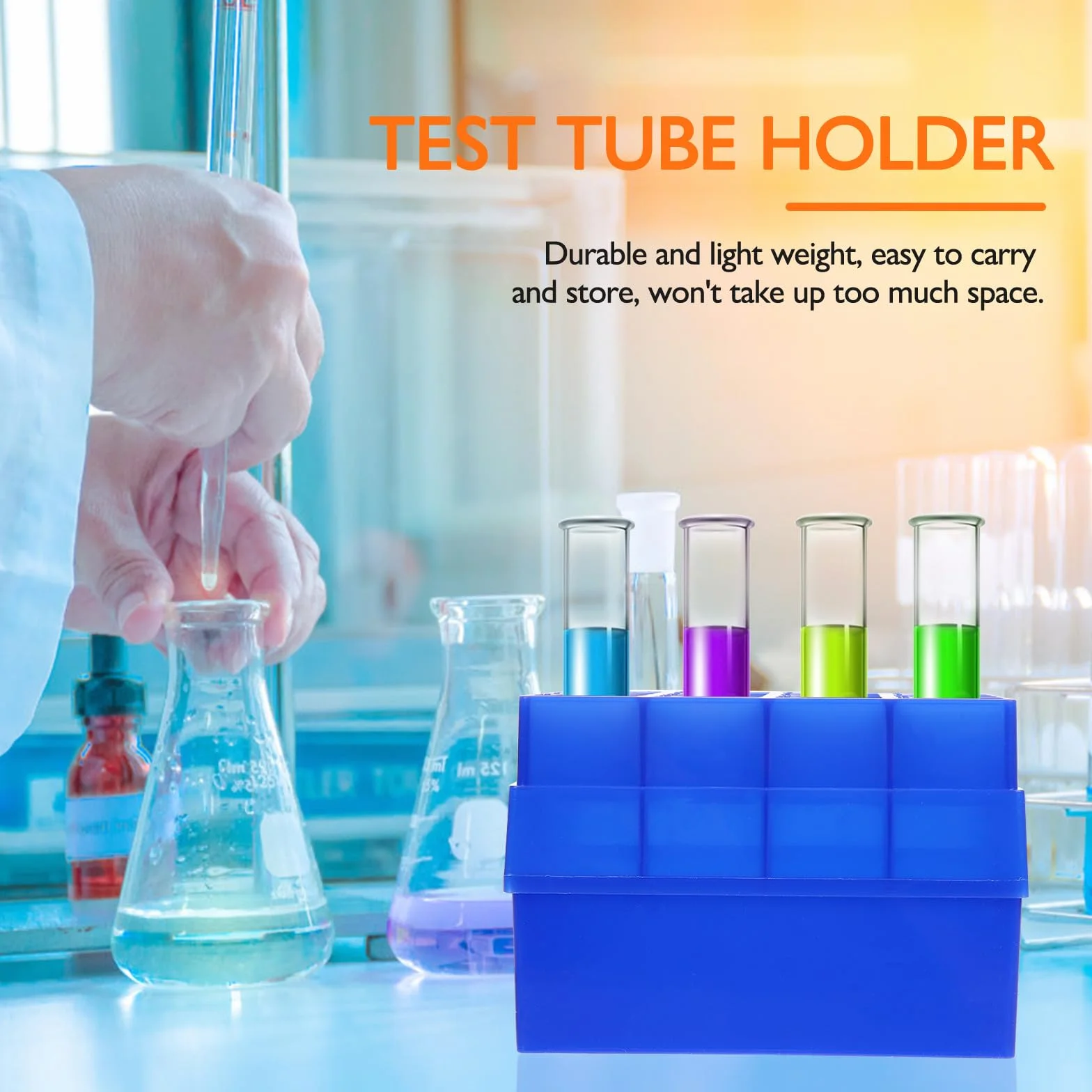 Soporte de Tubos de Microcentrífuga de Plástico Azul 50ml para 16 Tubos Investigación Científica
