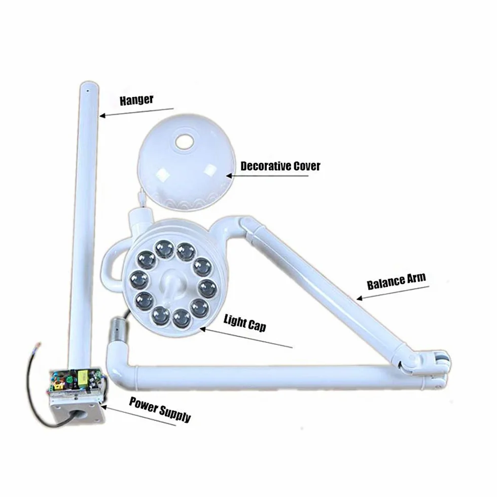 Luz LED para Examen médico quirúrgico de Techo, 30 W Interruptor de Sensor de lámpara sin Sombras/Interruptor de Palanca, para Examen quirúrgico de Techo Ajustable - Cirugía de Mascotas Dep
