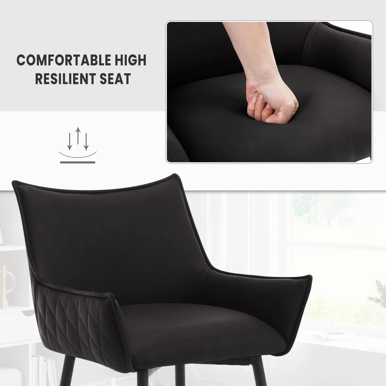 WOLTU Juego de 4 Taburetes Altos de Cocina con Respaldo y Reposapiés, Asiento PU, para Comedor y Cocina, Antracita