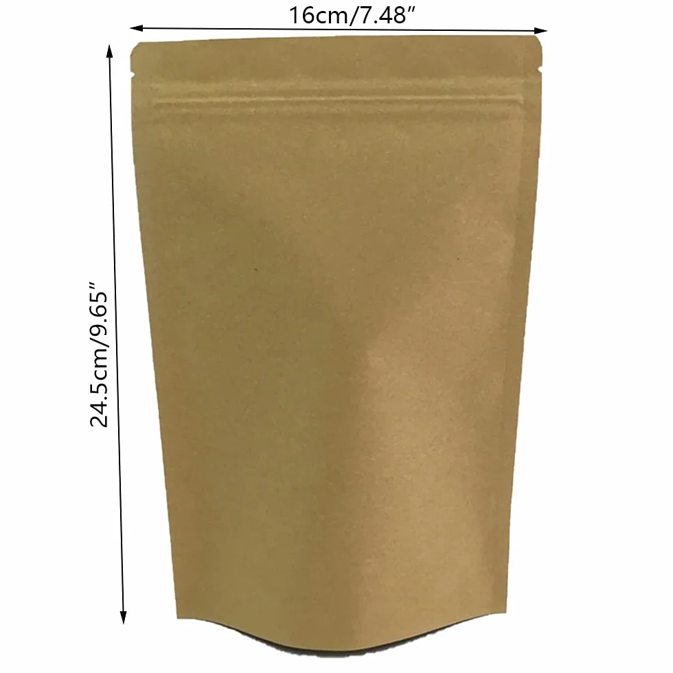 Bolsas de papel kraft 250g café con válvula y cierre cremallera reutilizables paquete 25