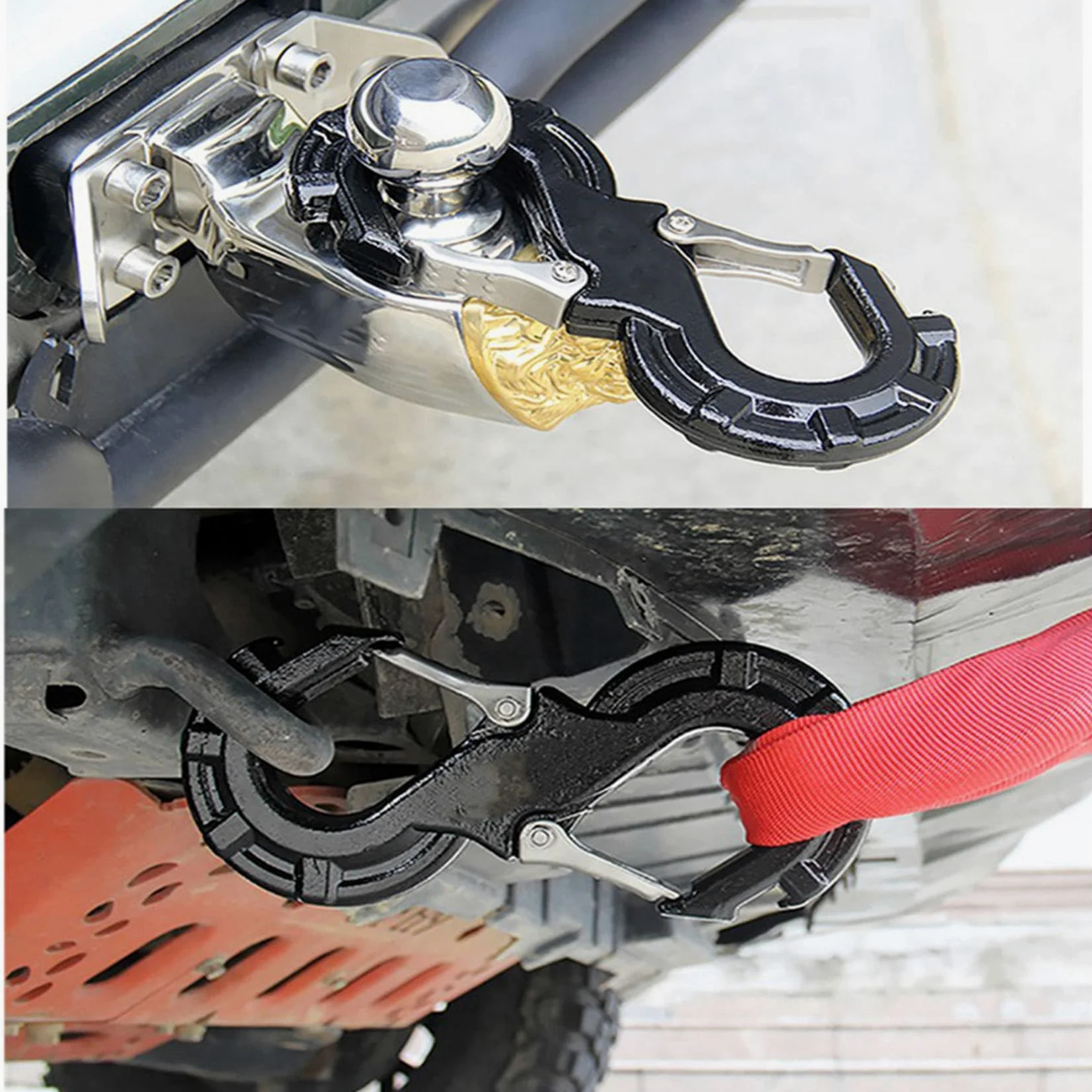 2 grillete negro en forma de S para rescate rápido, para coche, JK Offroad, remolque, recuperación, cabrestante de coche, grilletes