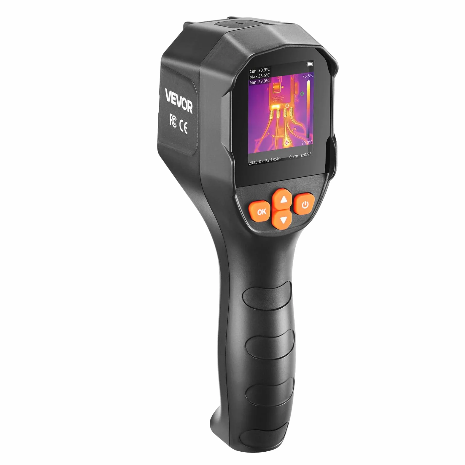 VEVOR Cámara Térmica de Mano Resolución TISR de 240x180, Cámara Termográfica Resolución IR de 96x96, Frecuencia de Actualización de 25 Hz, Rango de Temperatura de -20°C a 550°C, 4 Modos de Imagen