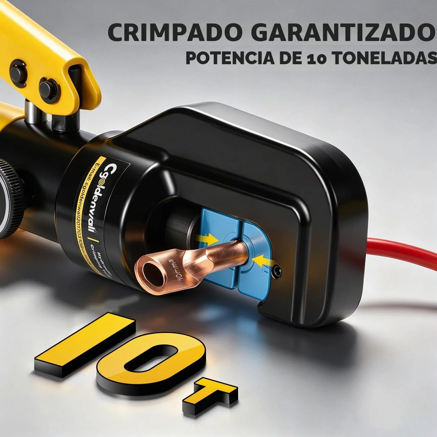 CGOLDENWALL YQK-70 Crimpadora Hidráulica 10T 9 Matrices Acero Hexagonal 4-70mm² Trazo 12mm