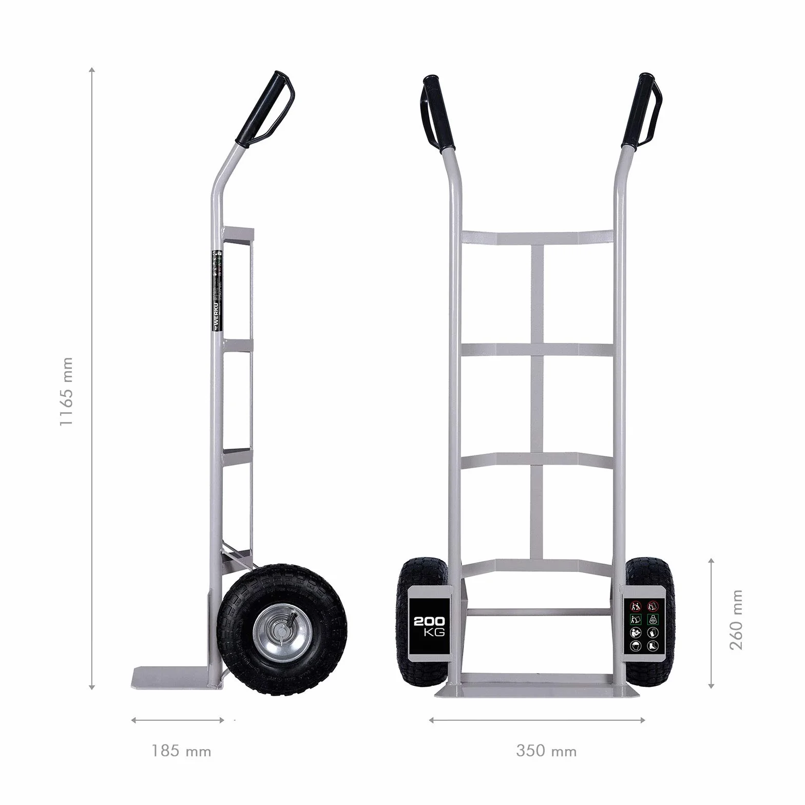 Werku Carro Portacargas 200 Kg Ruedas Neumáticas TÜV-GS