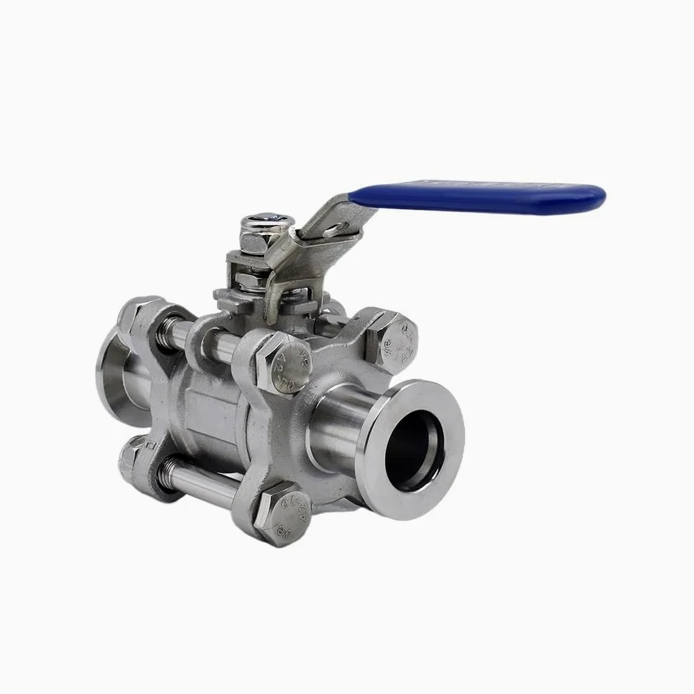 Válvula de bola de alto vacío manual de tres piezas KF SS304 de acero inoxidable KF16 KF25 KF40 KF50 con brida de instalación rápida