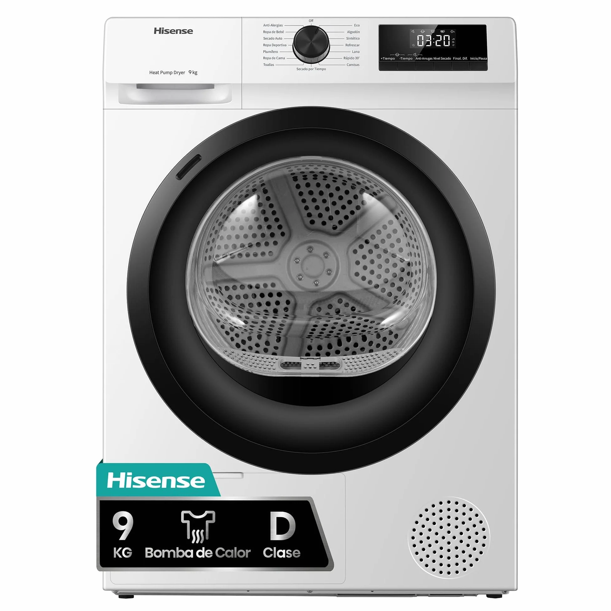 Hisense DHQE900UWDC Secadora bomba de calor 9Kg Clase D 59,5cm 84,5cm 55cm Blanco